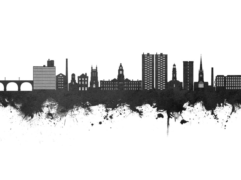 Stockport England Skyline Black & White