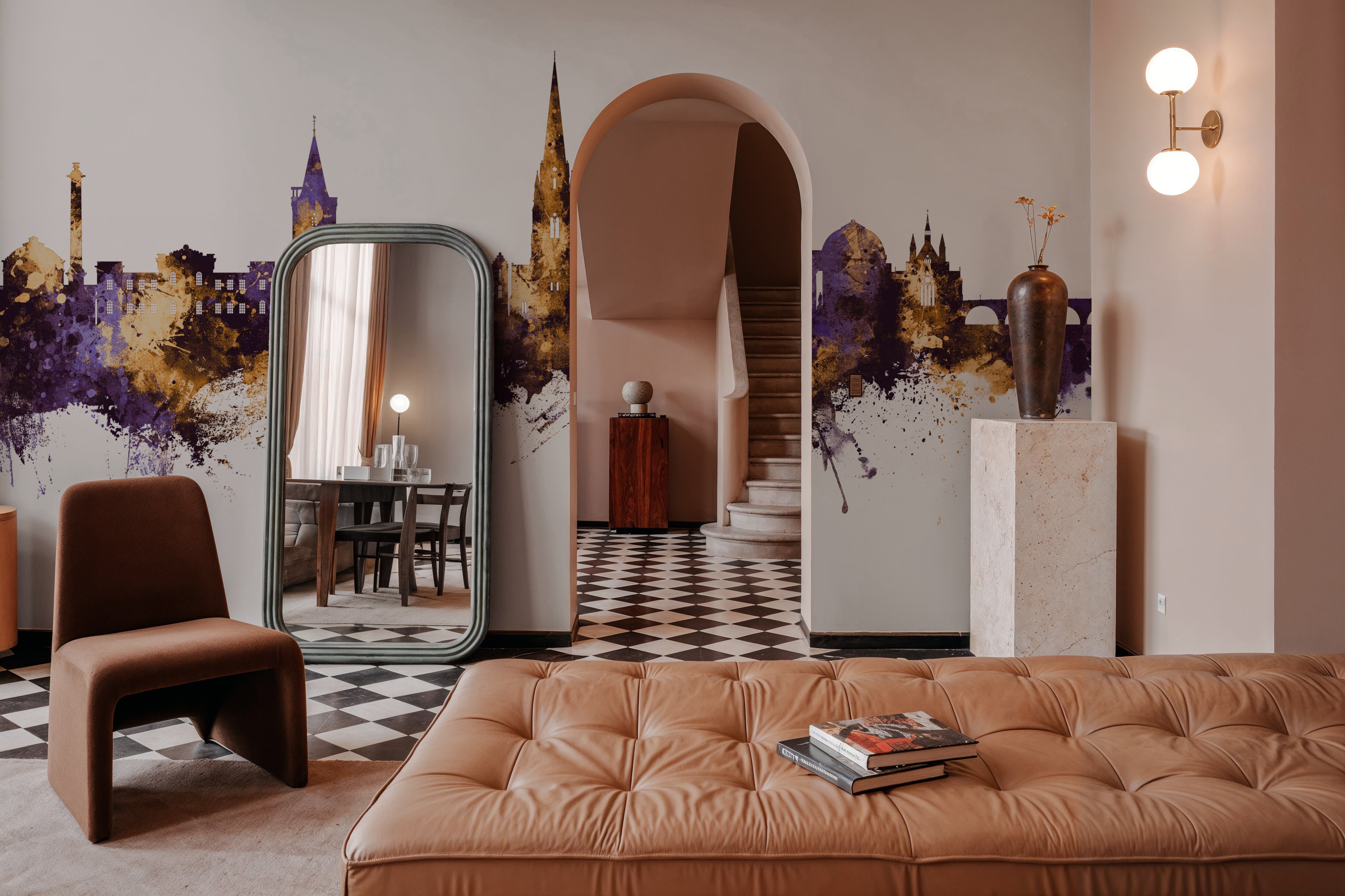 Perth Scotland Skyline Purple & Gold