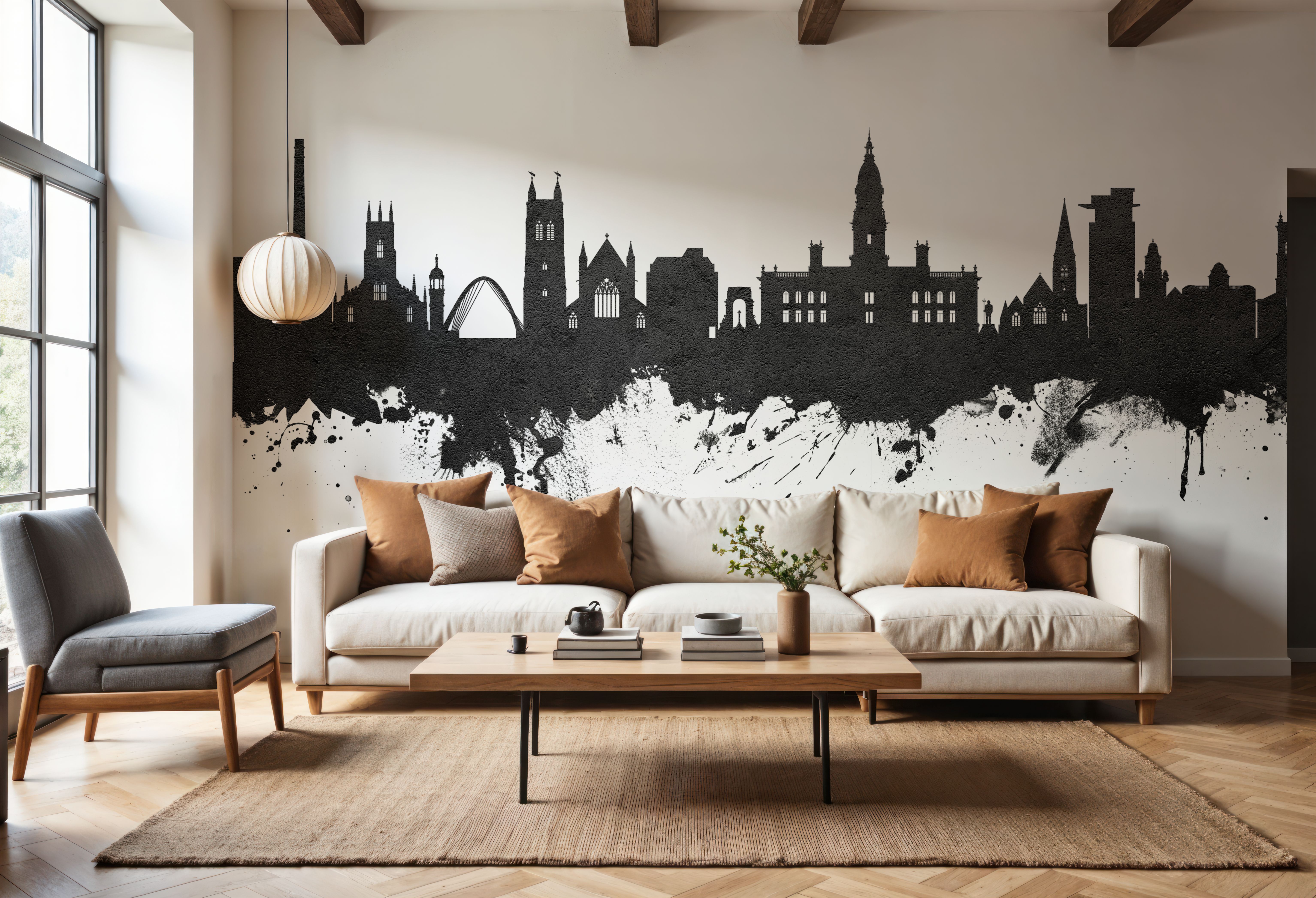 Bolton England Skyline Black & White, Wallpaper