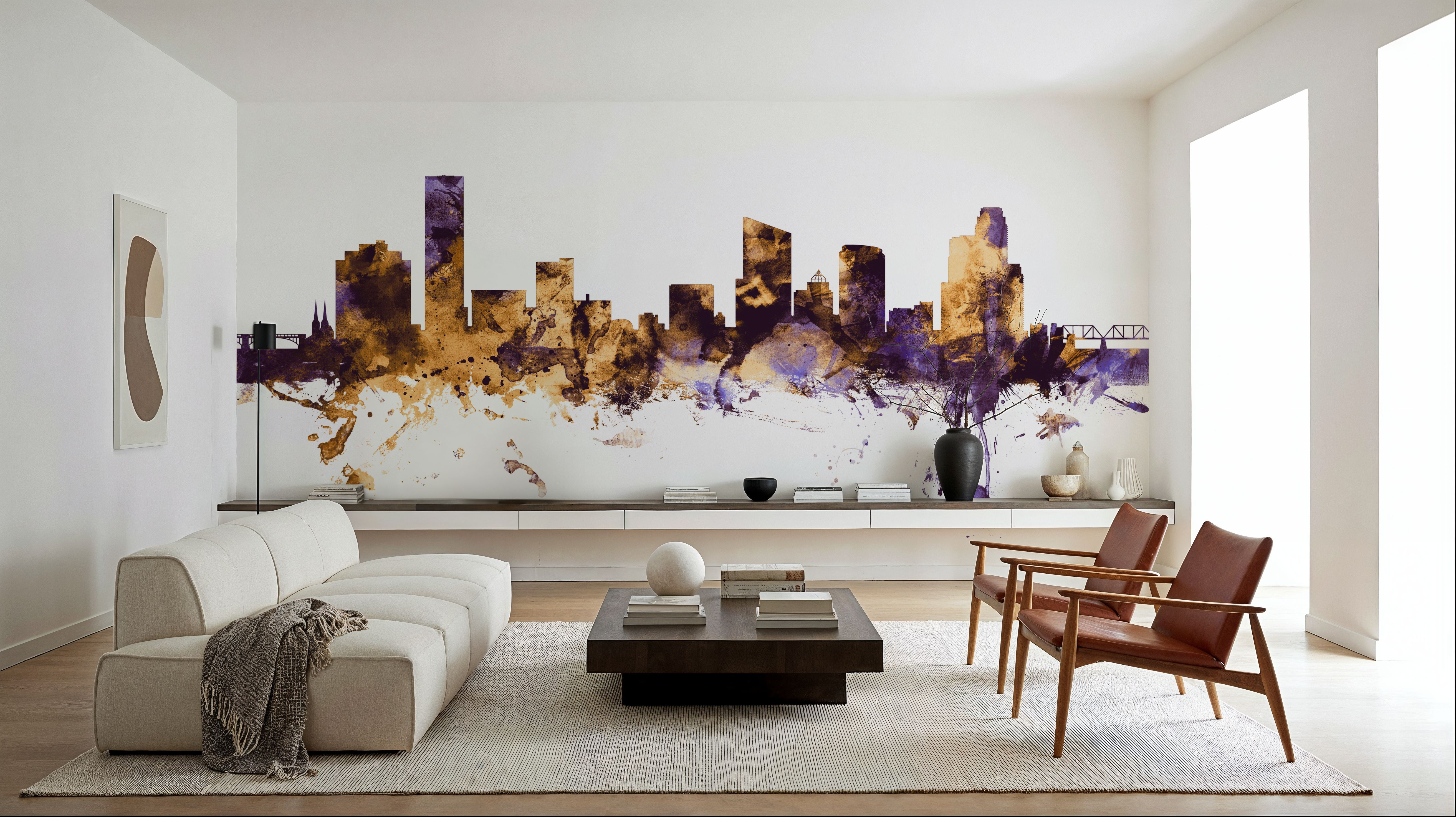 Grand Rapids Michigan Skyline Purple & Gold