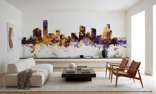 Grand Rapids Michigan Skyline Purple & Gold