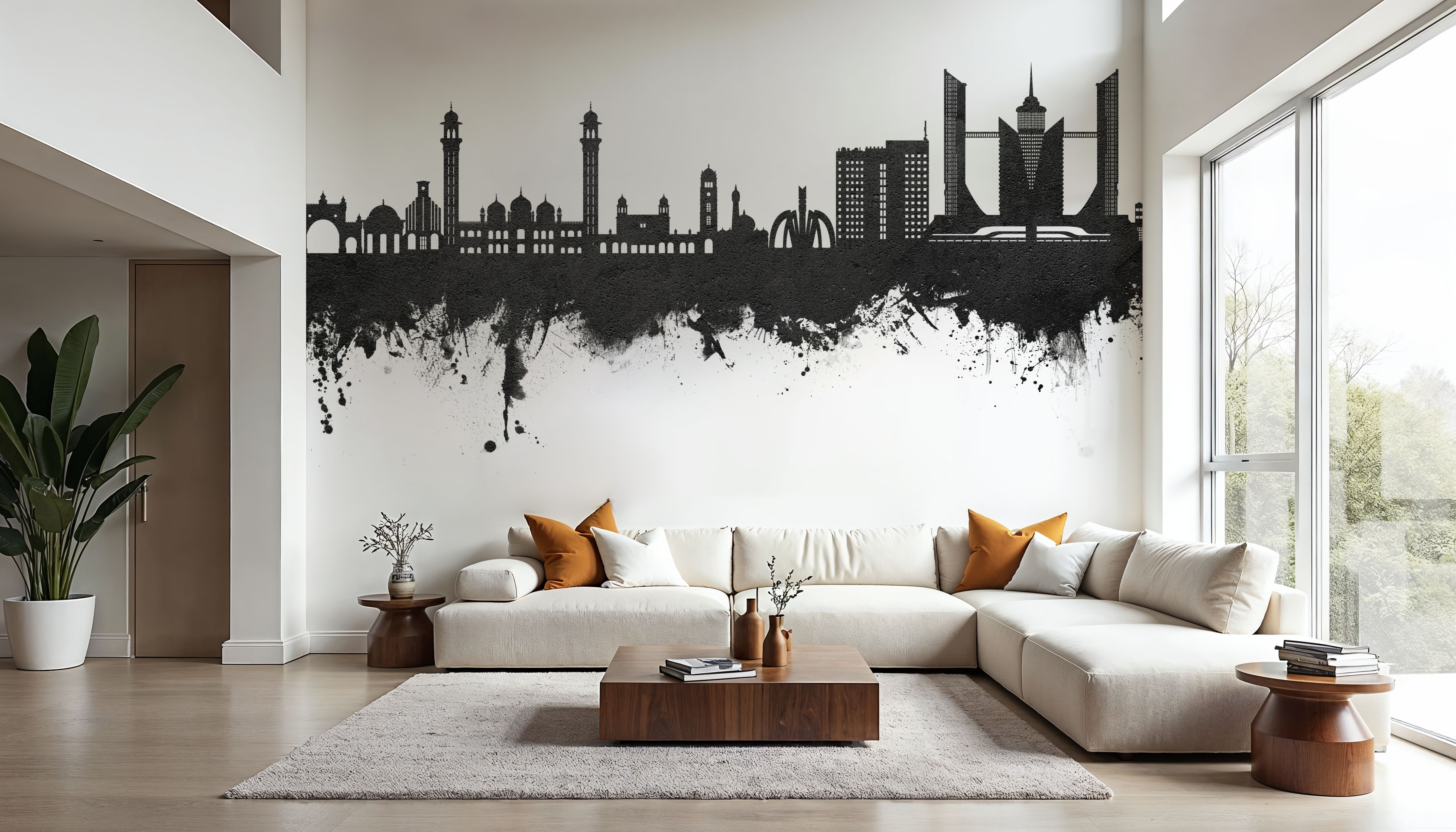 Faislabad Pakistan Skyline Black & White