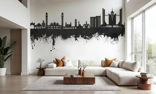 Faislabad Pakistan Skyline Black & White
