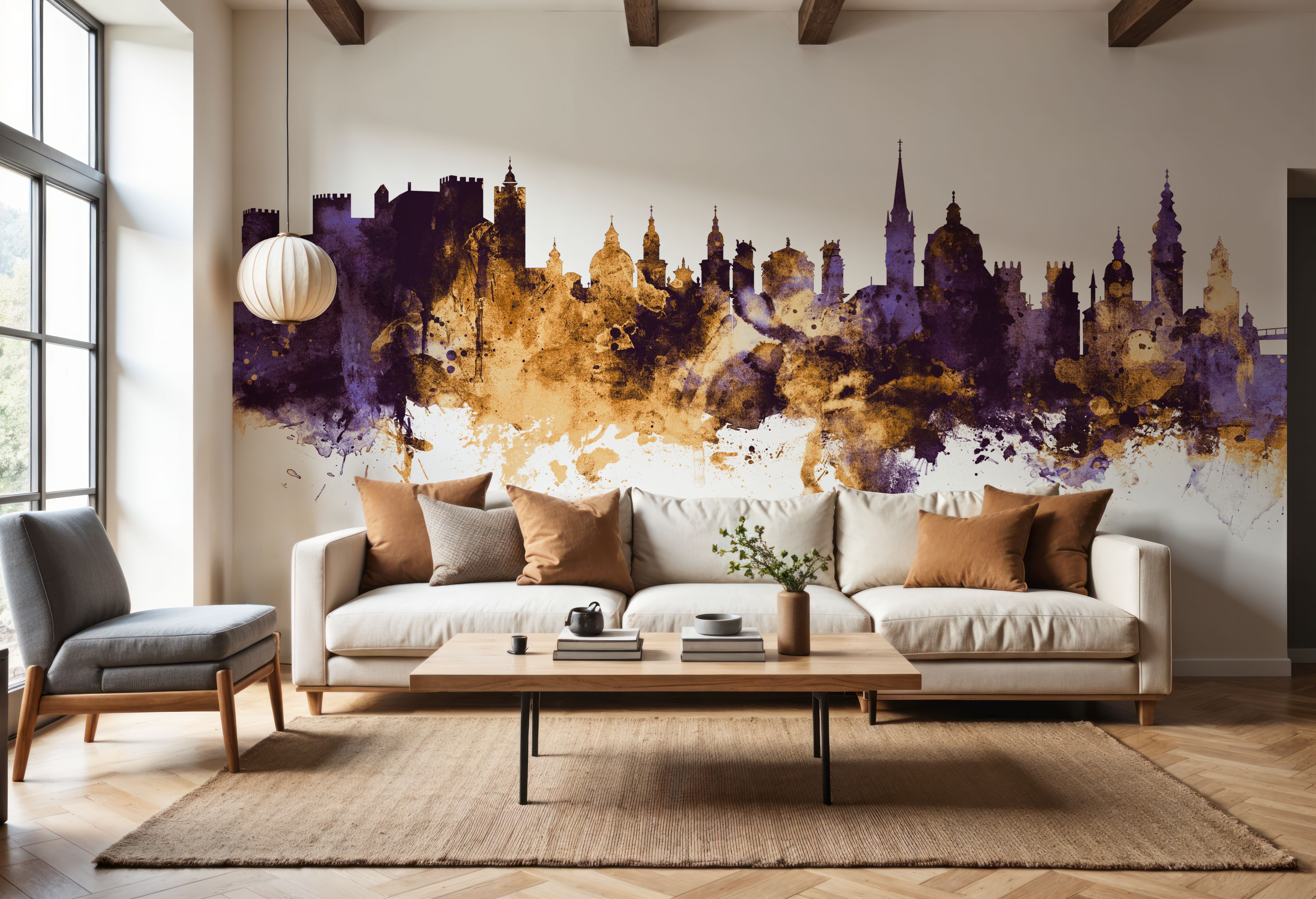 Salzburg Austria Skyline Purple & Gold