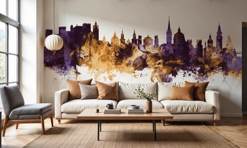 Salzburg Austria Skyline Purple & Gold