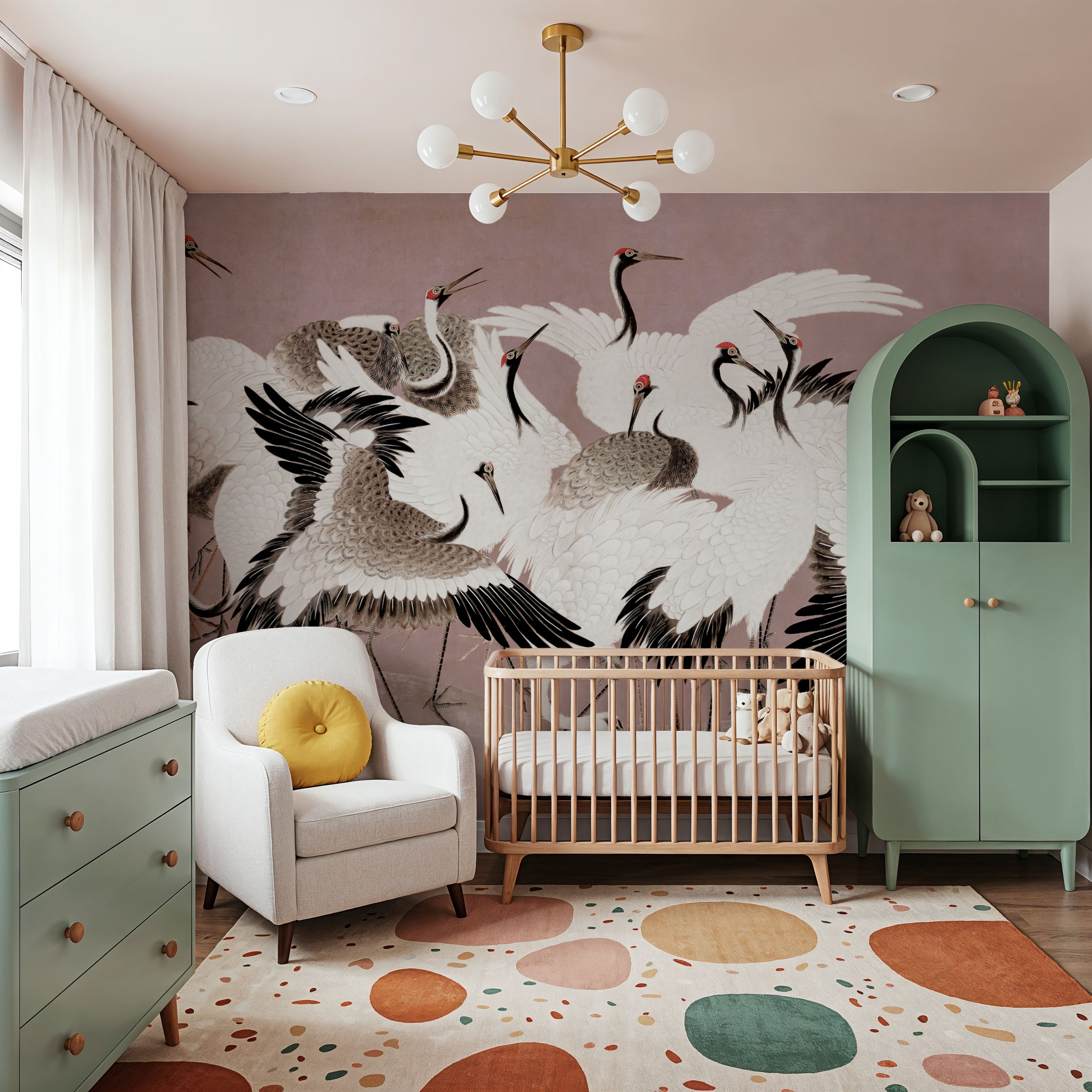 Japanese Flock of Cranes, Rosebud