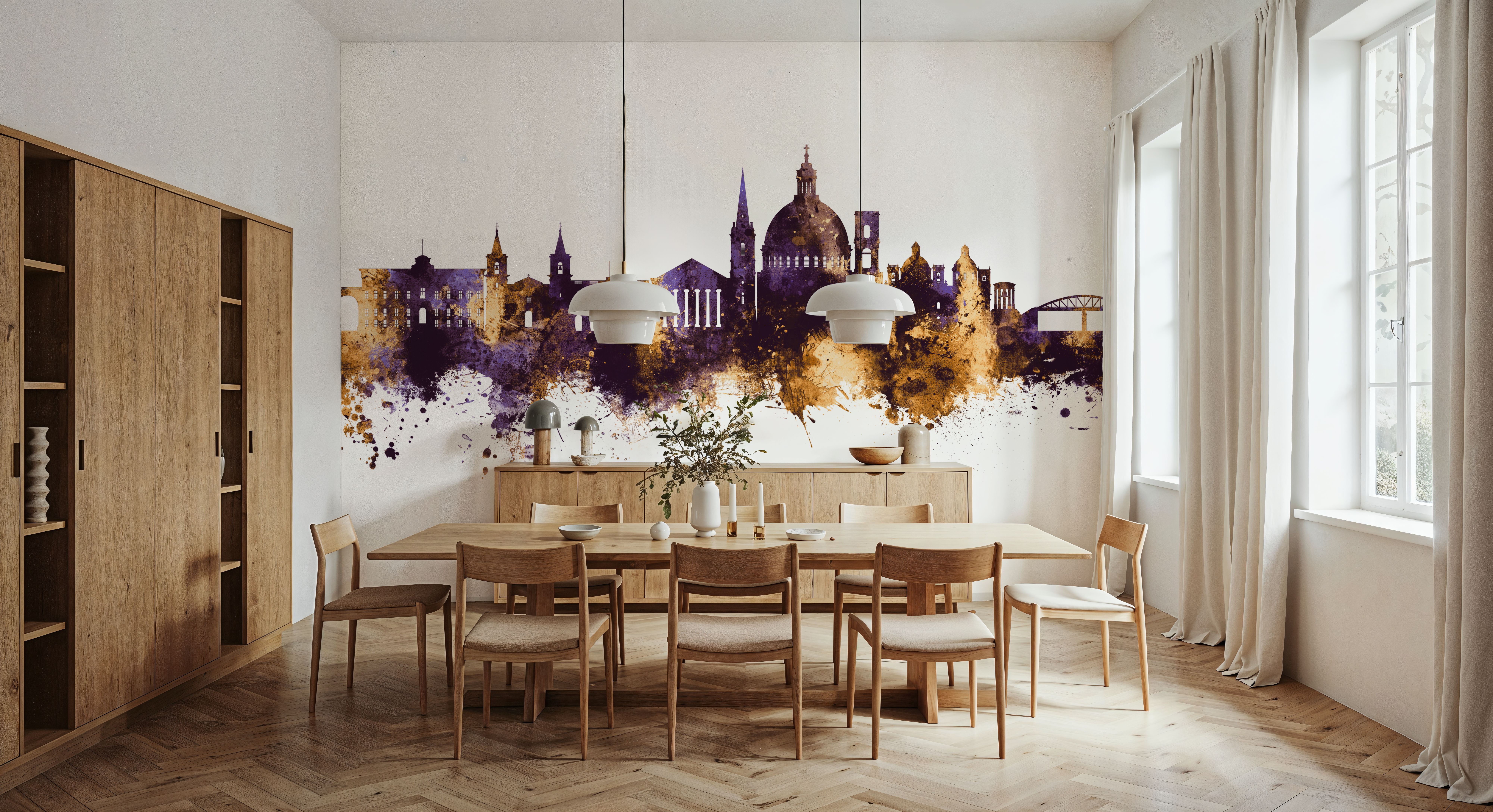Valletta Malta Skyline Purple & Gold, Papier peint
