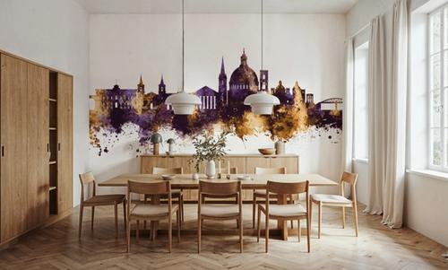 Valletta Malta Skyline Purple & Gold