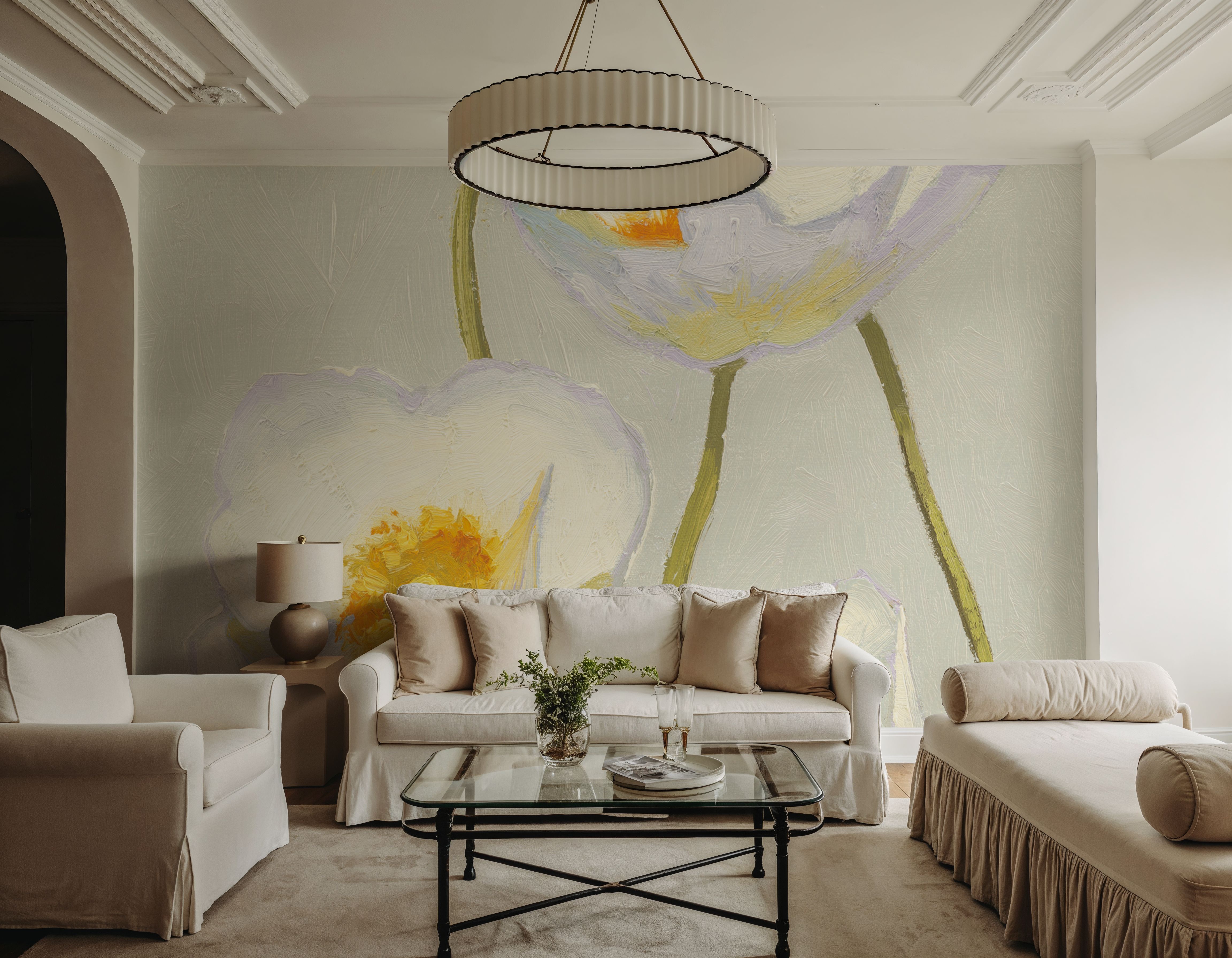 White On White Poppies Panel II