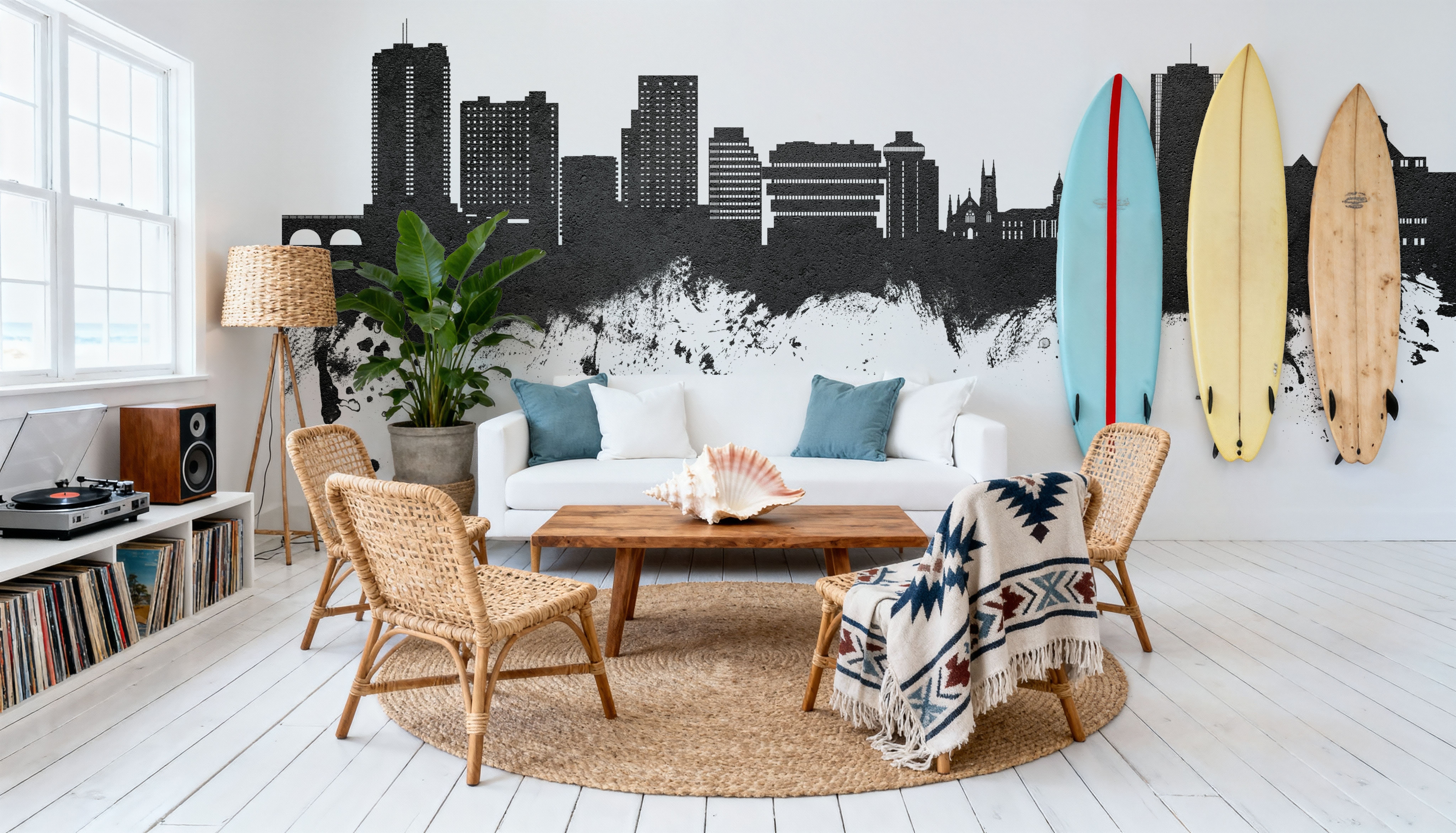 Stamford Connecticut Skyline Black & White