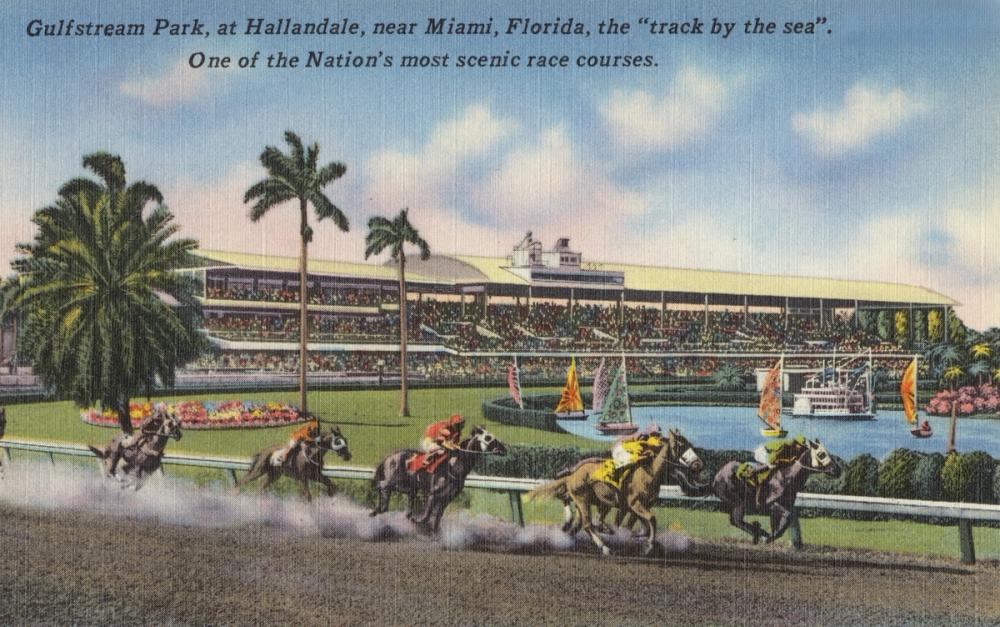 Greetings from Gulfstream Park - Screenprint Postcard