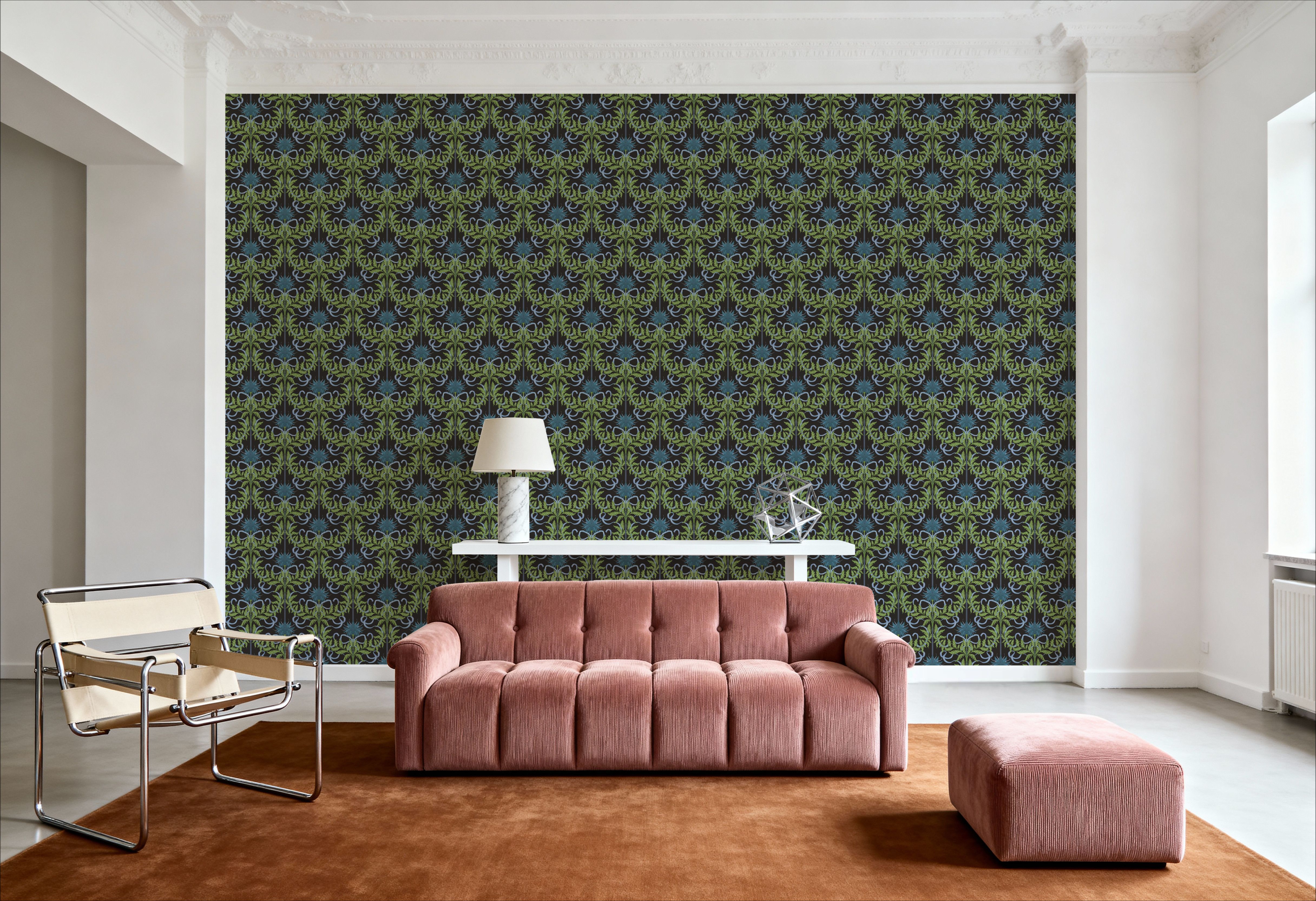 Floral Damask & Bows, Midnight