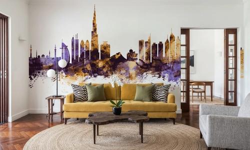 Dubai Skyline Purple & Gold