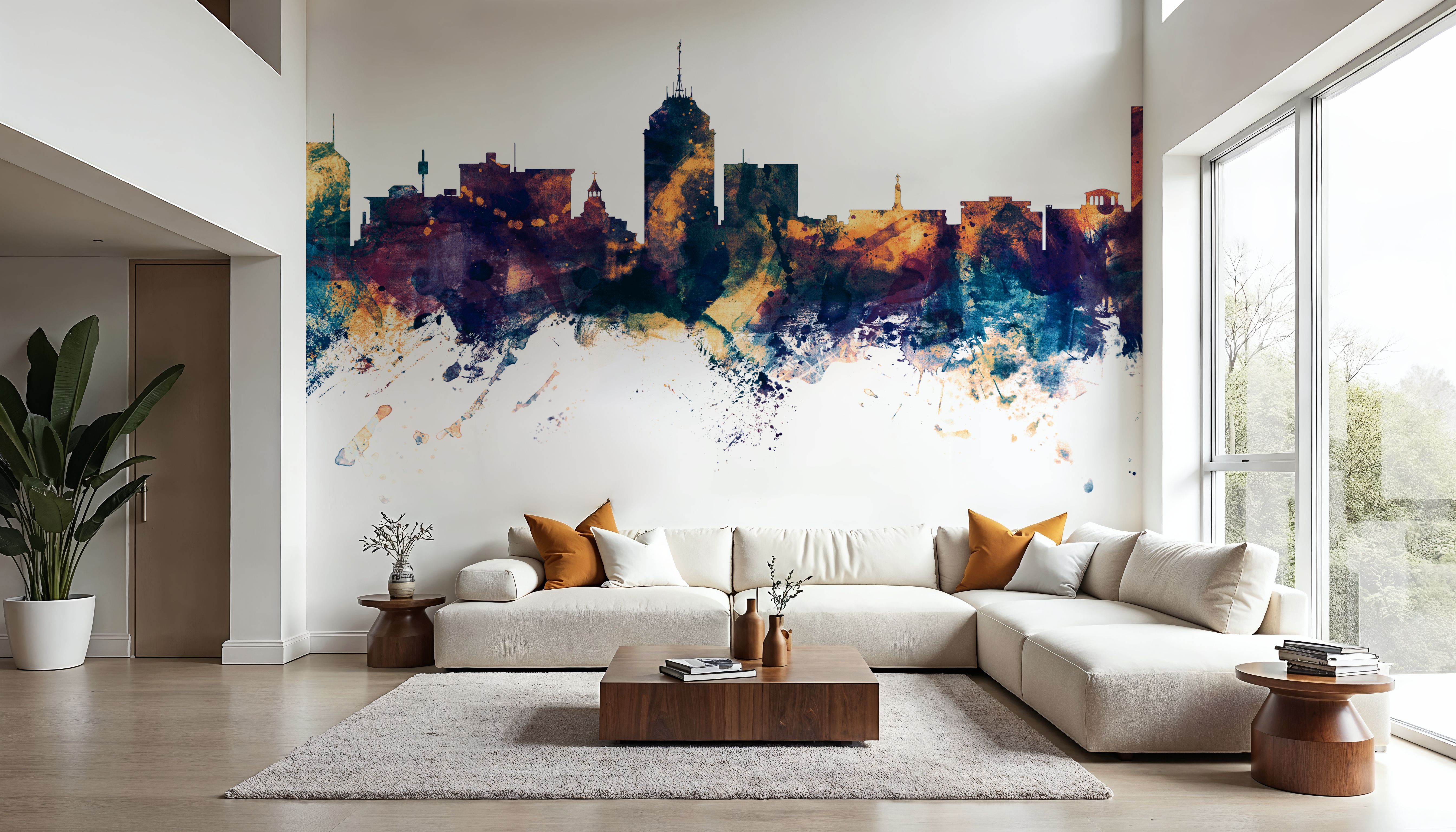 Fresno California Skyline Blue & Bronze