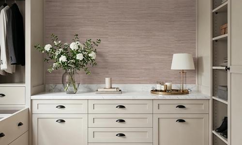 Faux Grasscloth with Visible Seams, Rose Clay