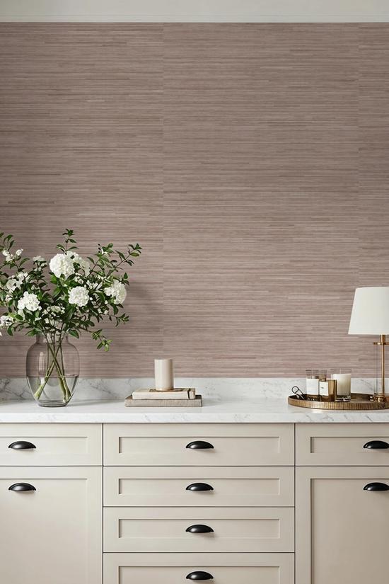 Faux Grasscloth with Visible Seams, Rose Clay