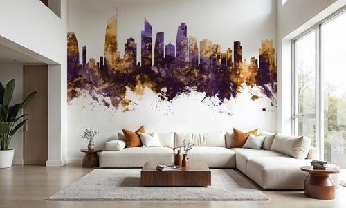 Gold Coast Australia Skyline Purple & Gold