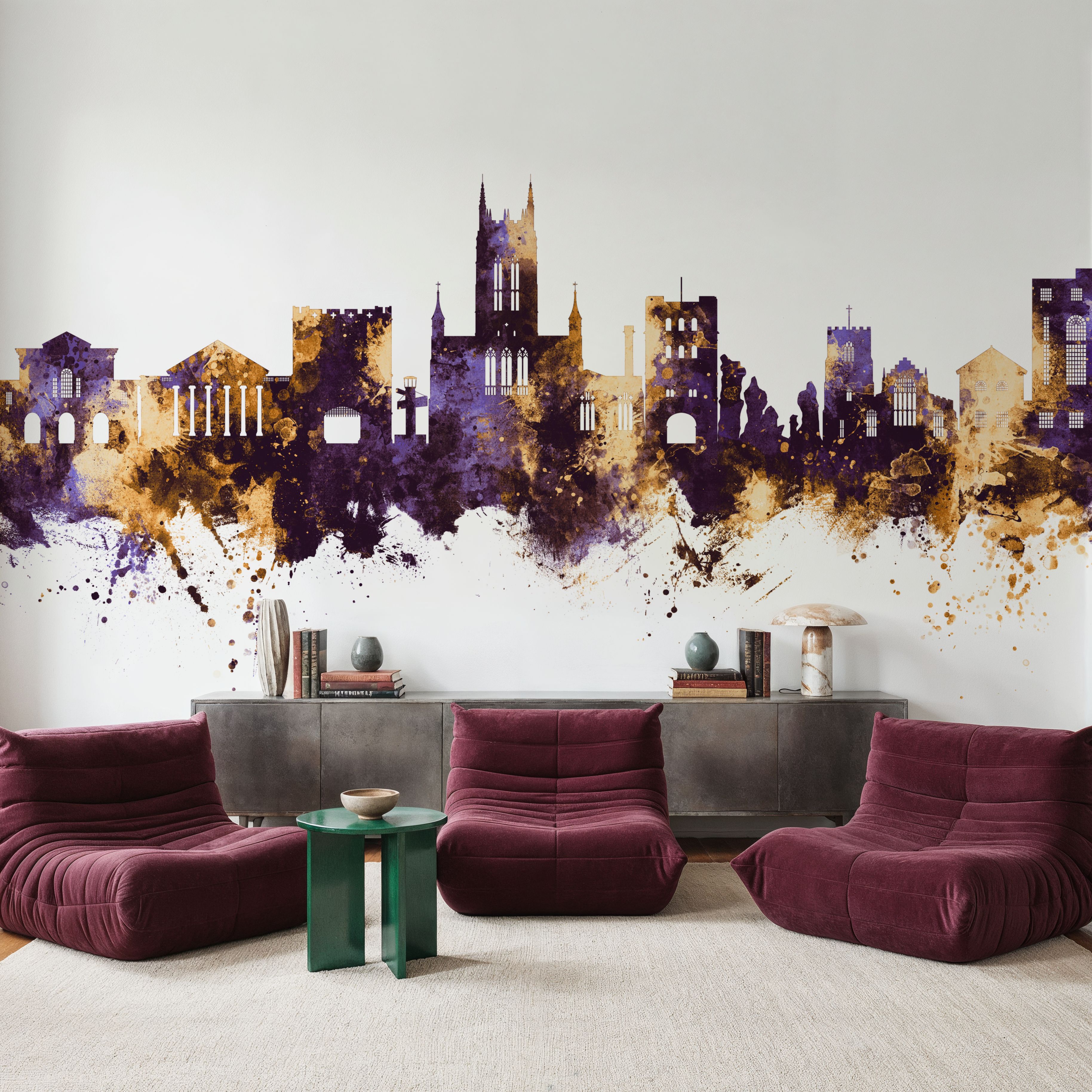 Bury St Edmunds England Skyline Purple & Gold