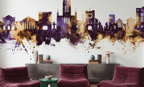 Bury St Edmunds England Skyline Purple & Gold