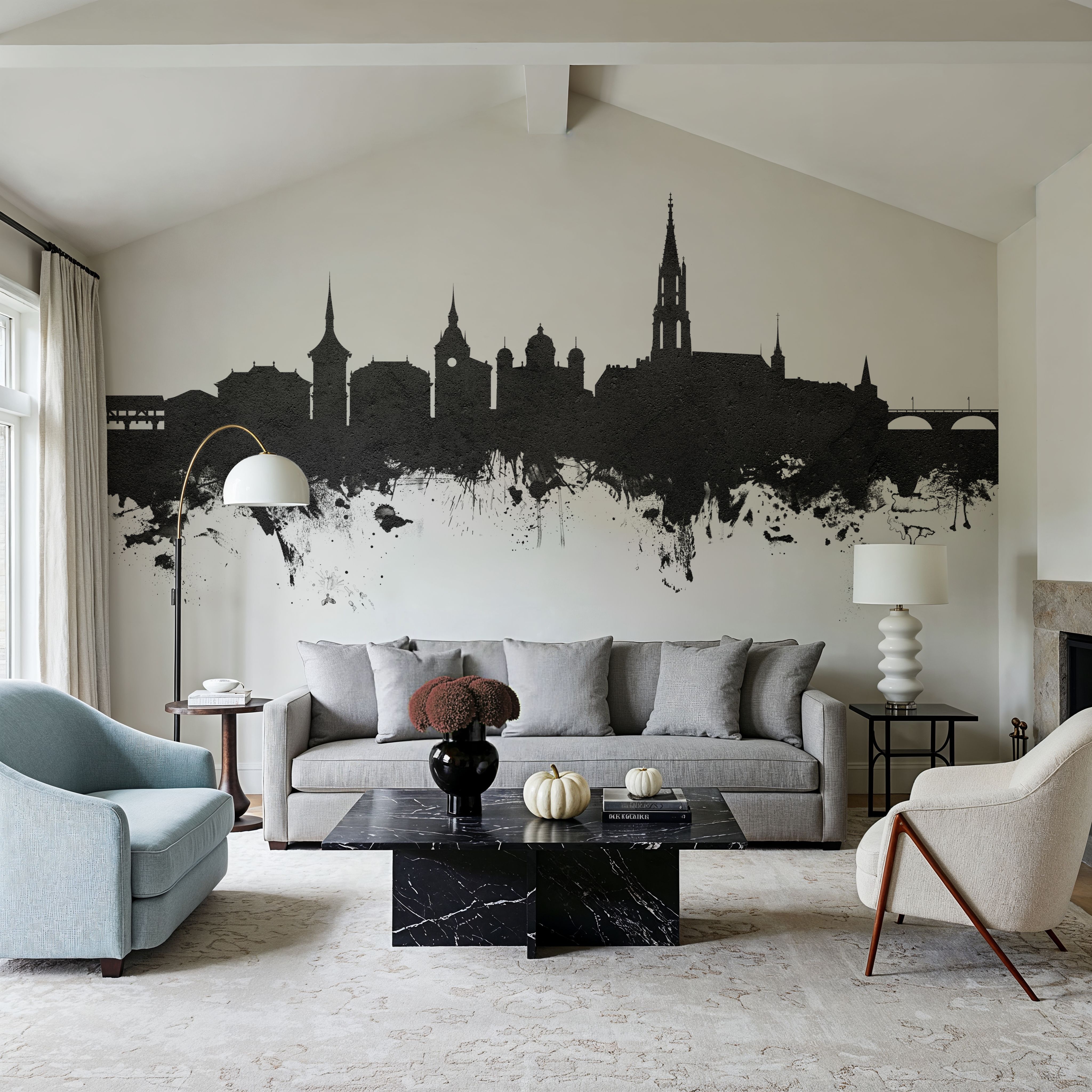 Bern Switzerland Skyline Black & White