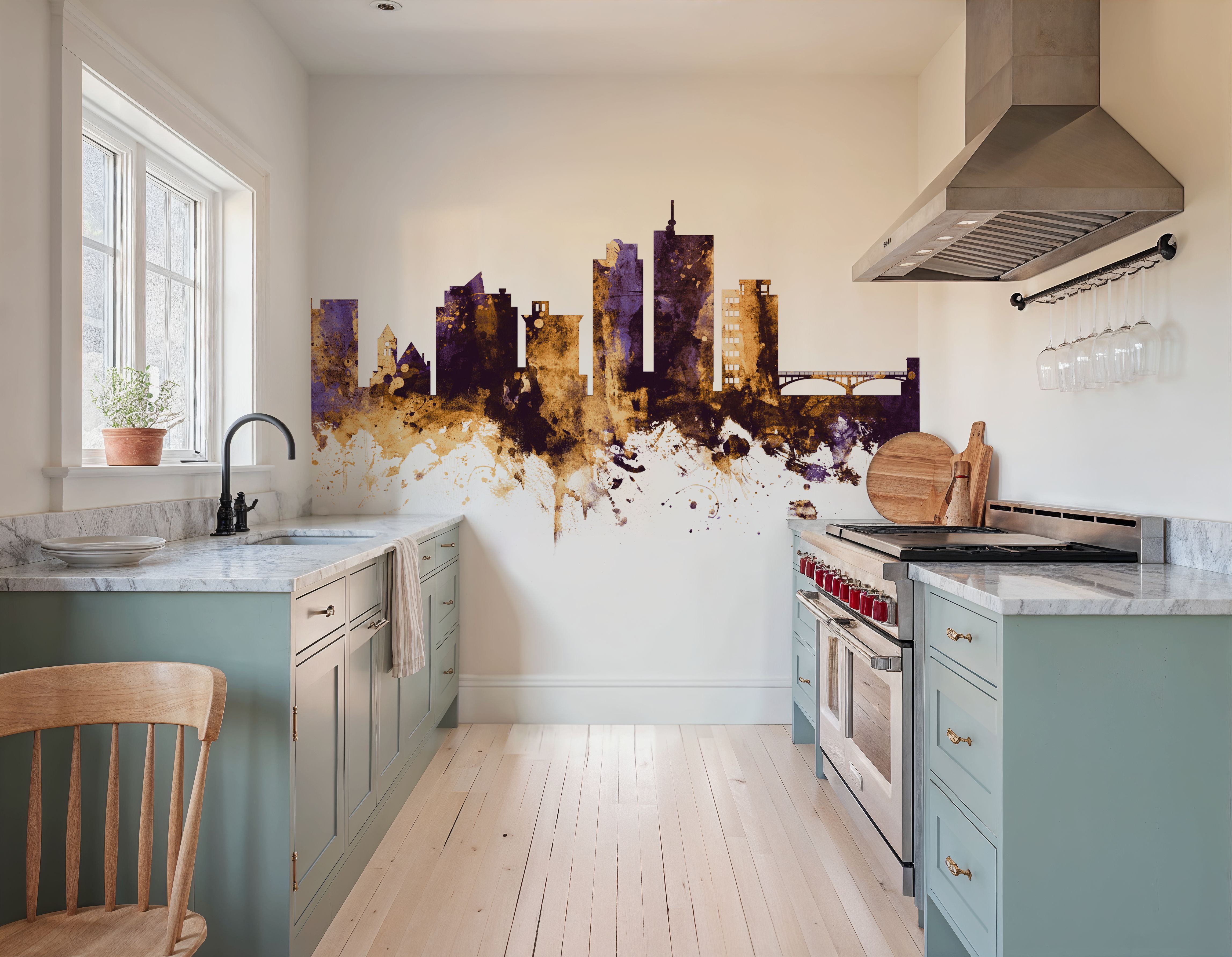 Cedar Rapids Iowa Skyline Purple & Gold