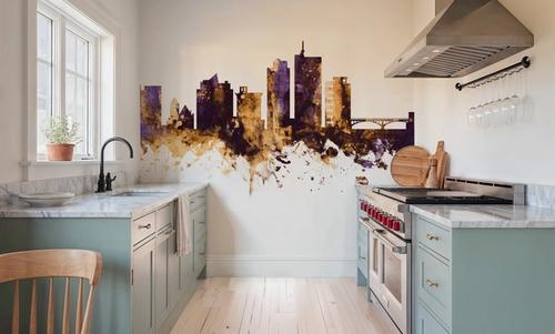 Cedar Rapids Iowa Skyline Purple & Gold