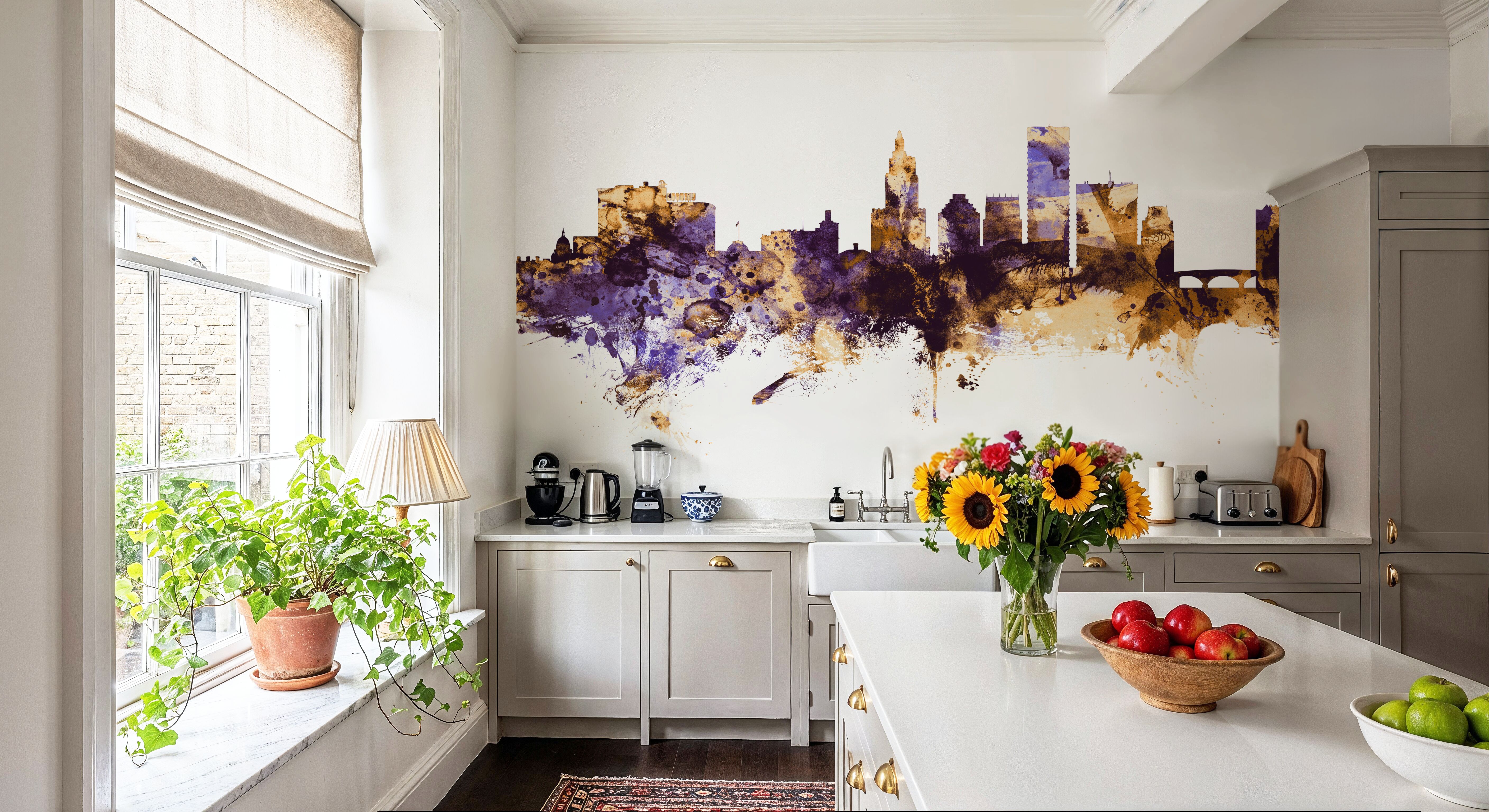 Providence Rhode Island Skyline Purple & Gold