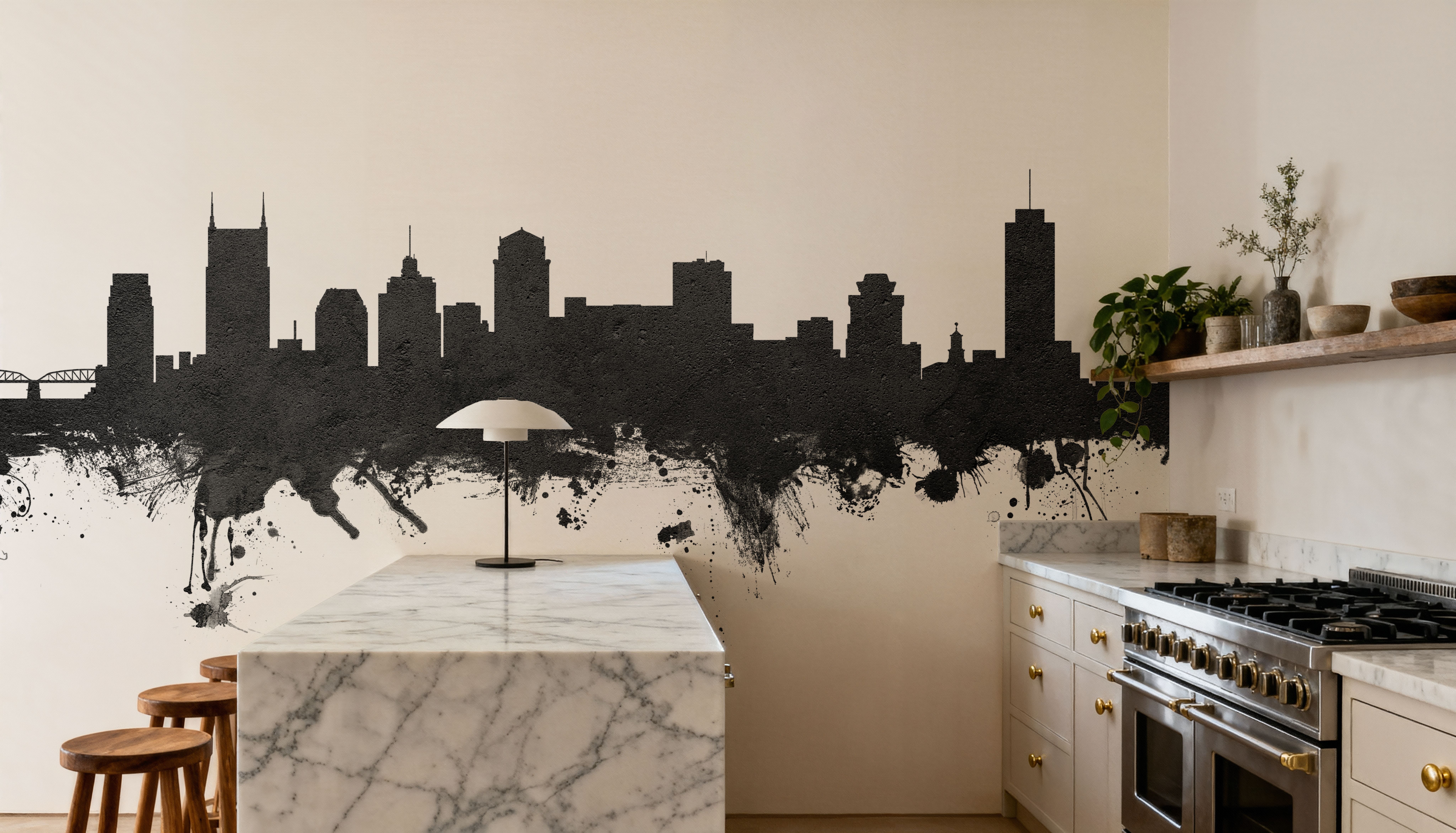 Nashville Tennessee Skyline Black & White, Wallpaper