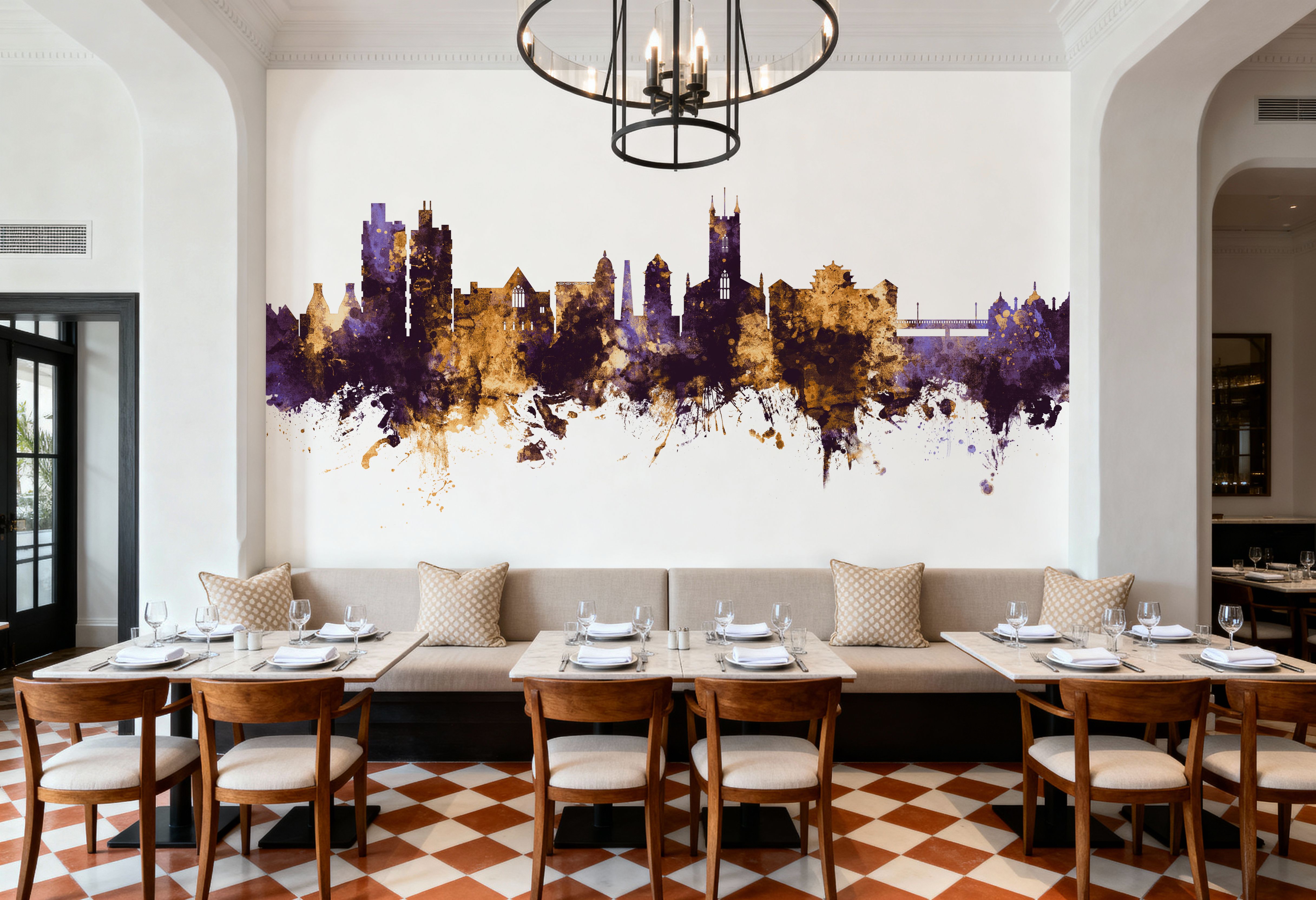 Stoke-on-Trent Skyline Purple & Gold