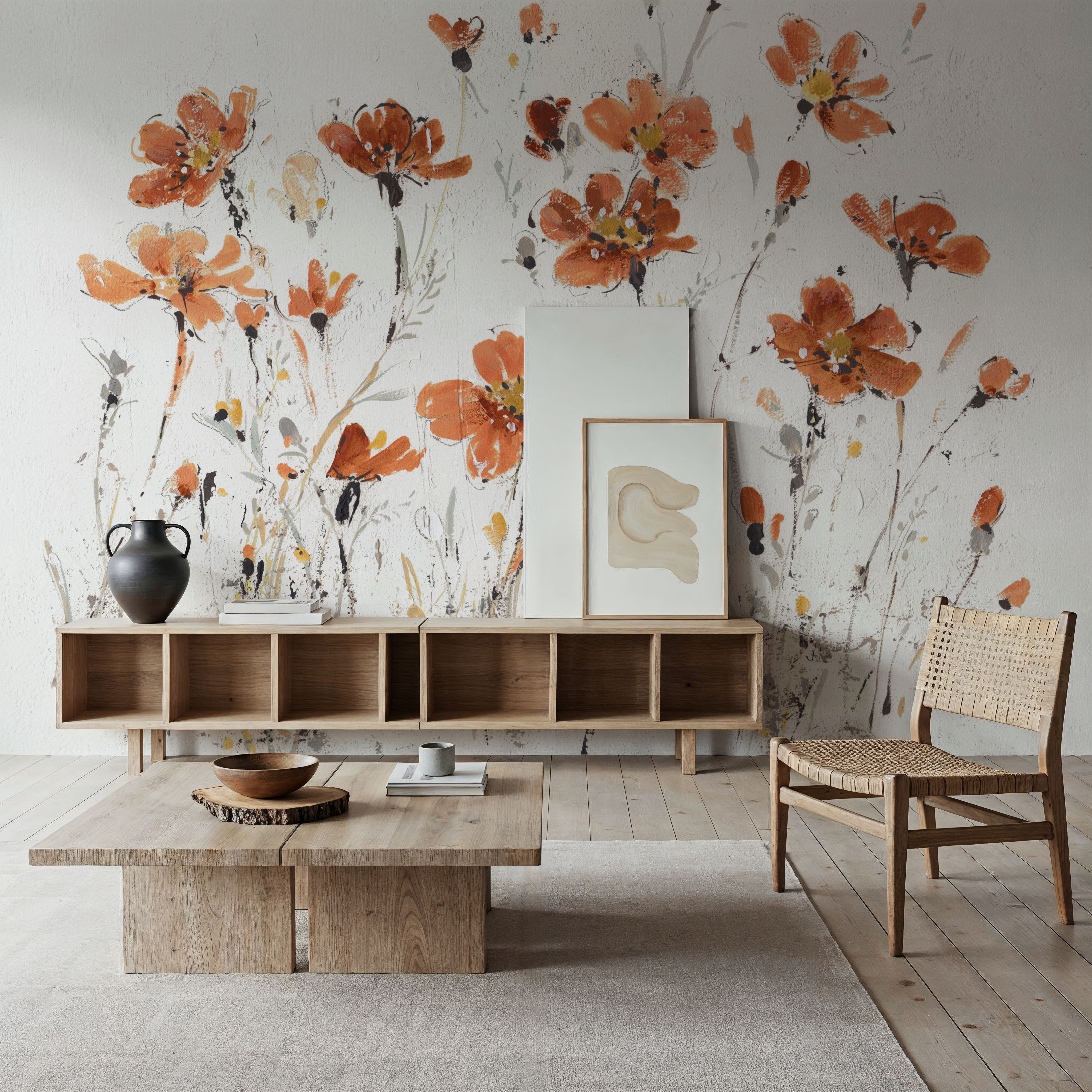 Wildflowers III Orange on White