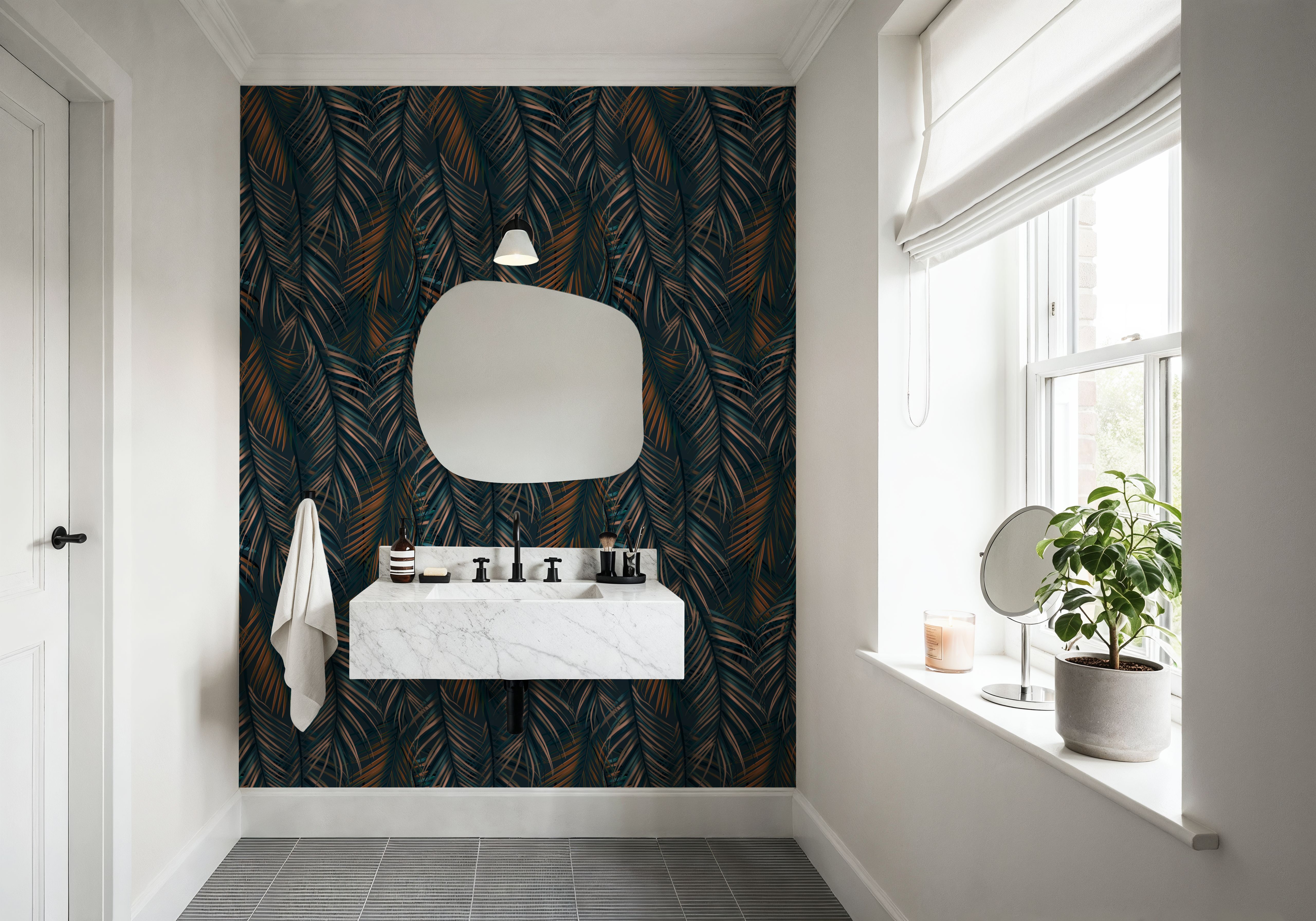 Swaying Palm Leaves, Teal