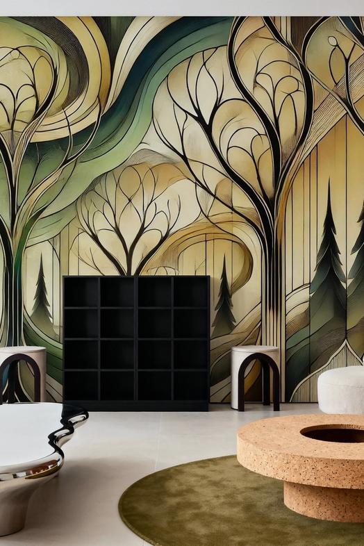 Vintage Treescape Essence in Art Deco