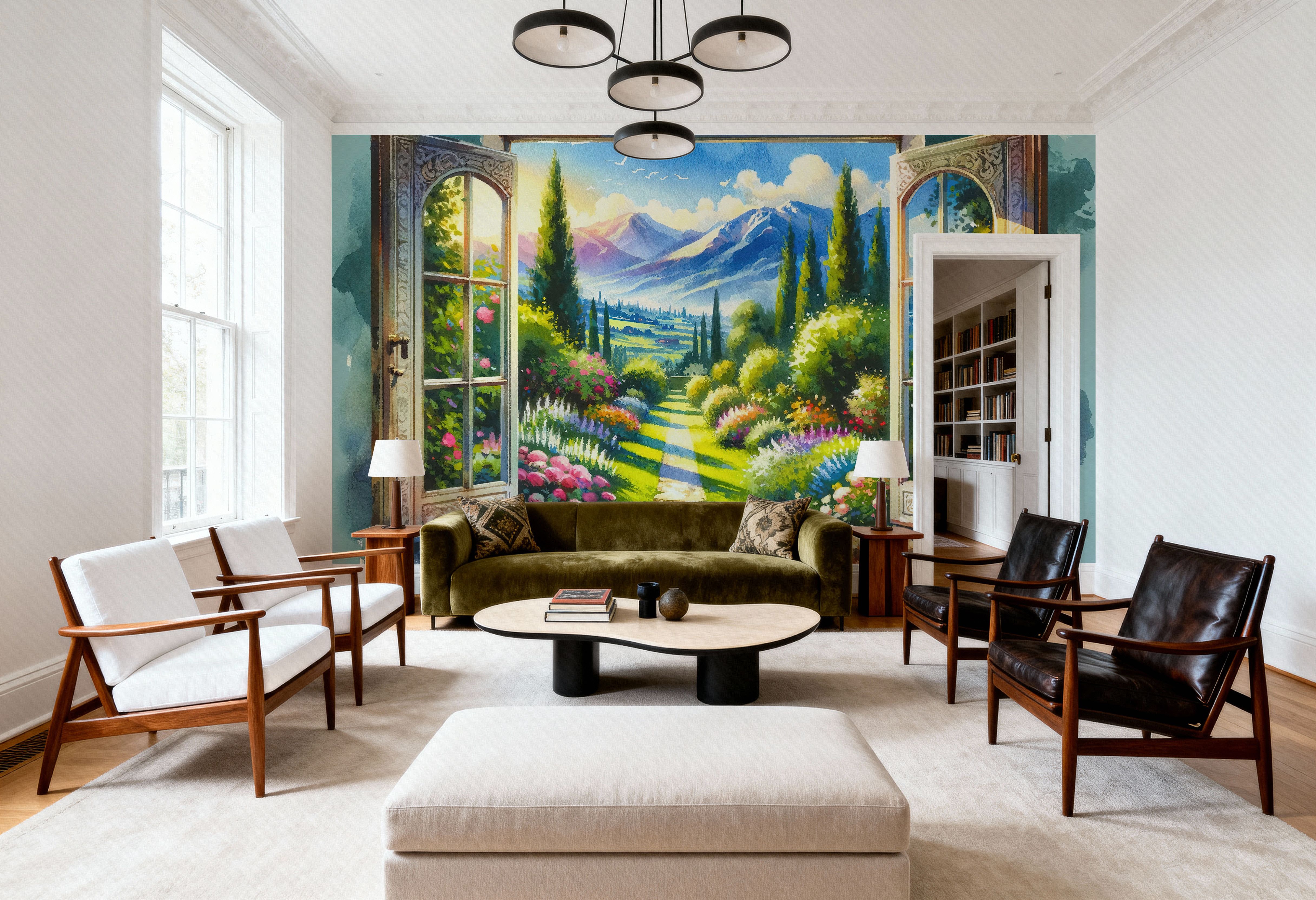 Mountain View through Open Window, Wallpaper