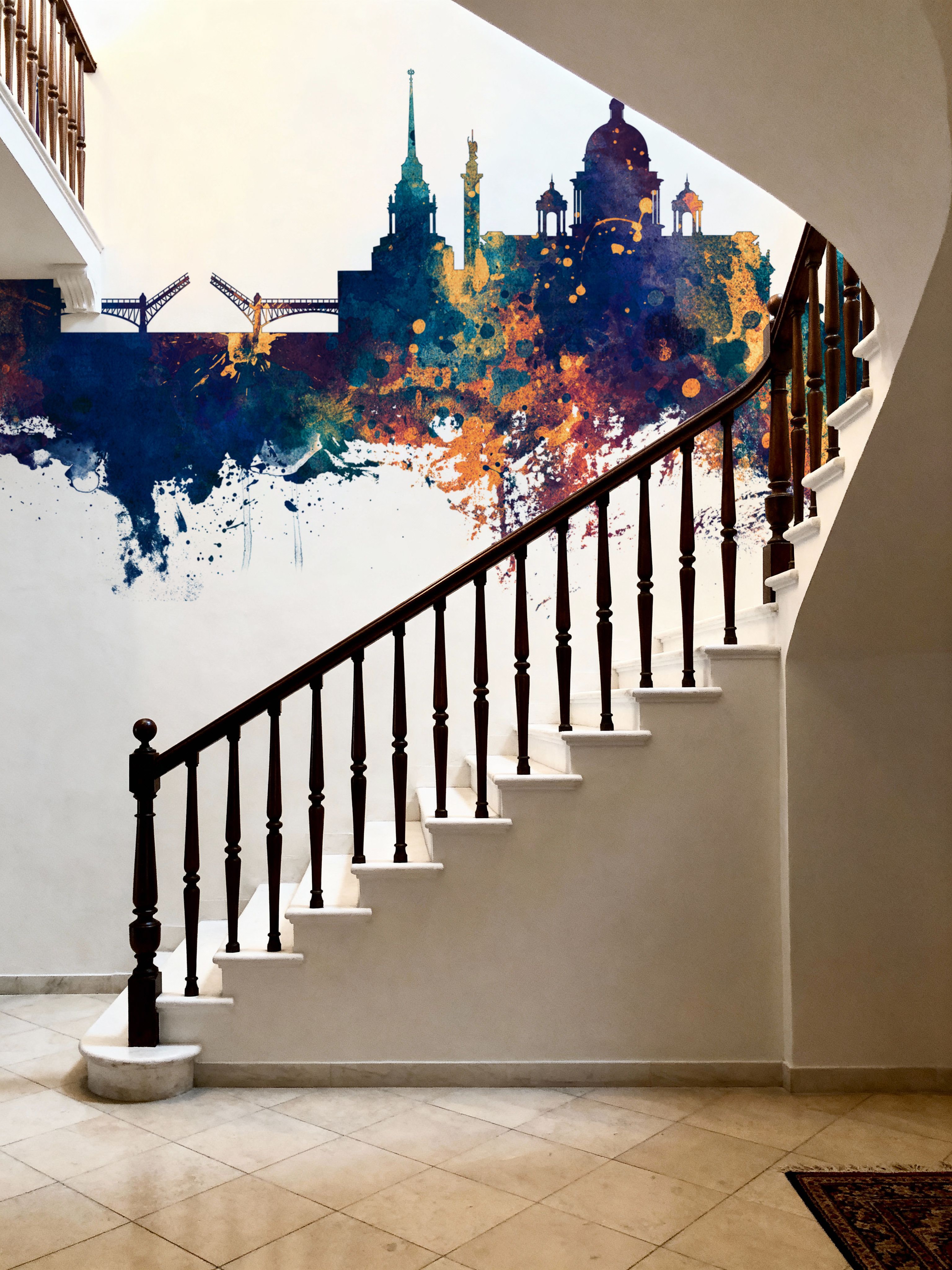 St Petersbug Russia Skyline Blue & Bronze