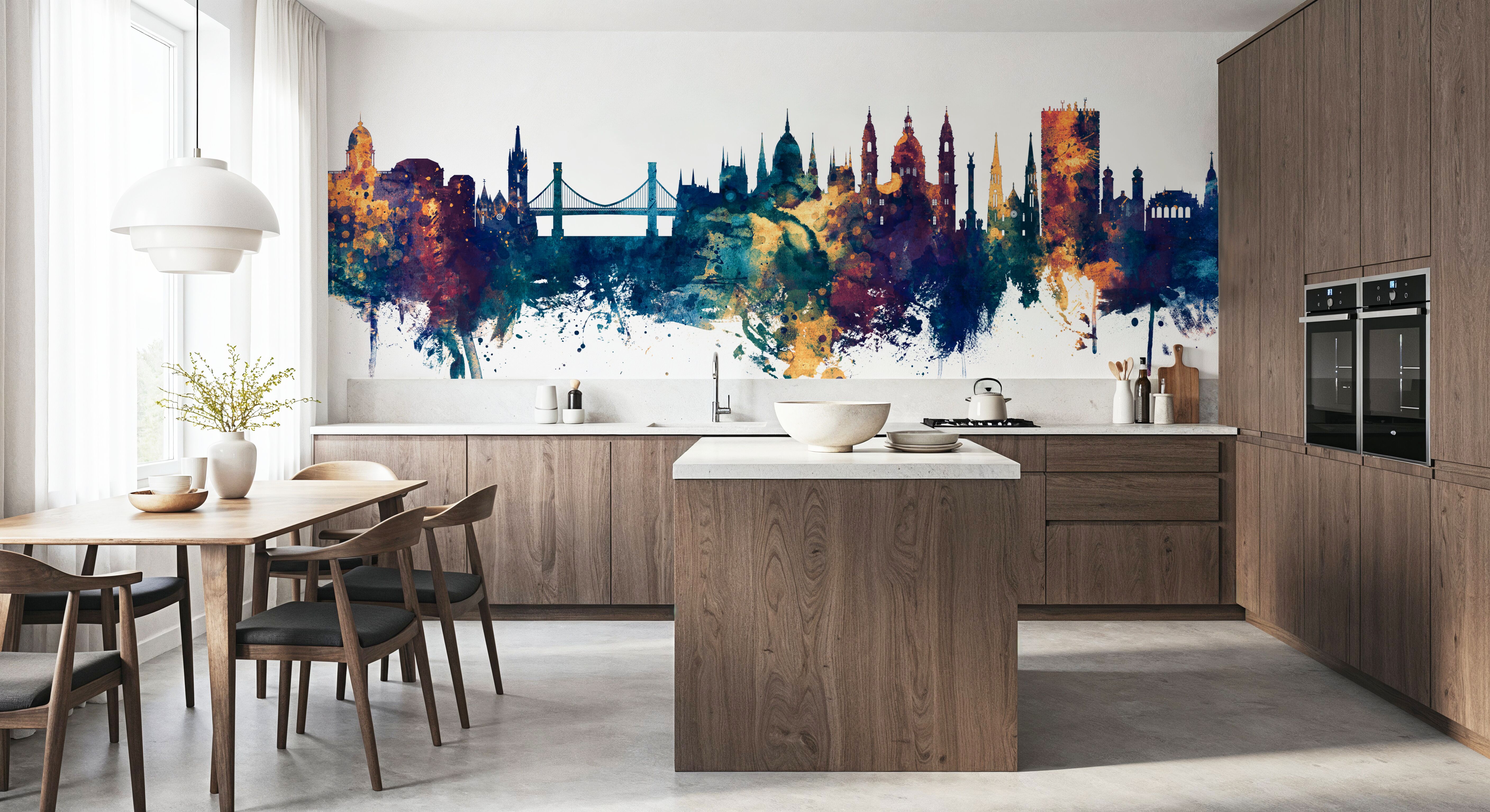 Budapest Skyline Blue & Bronze