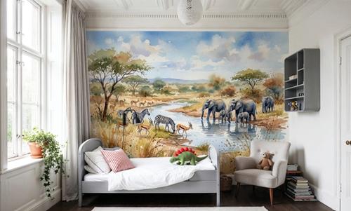 Savannah Water Hole - Watercolor Landscapes Series