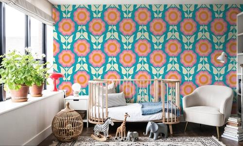 Retro Bold Blooms, Pastel