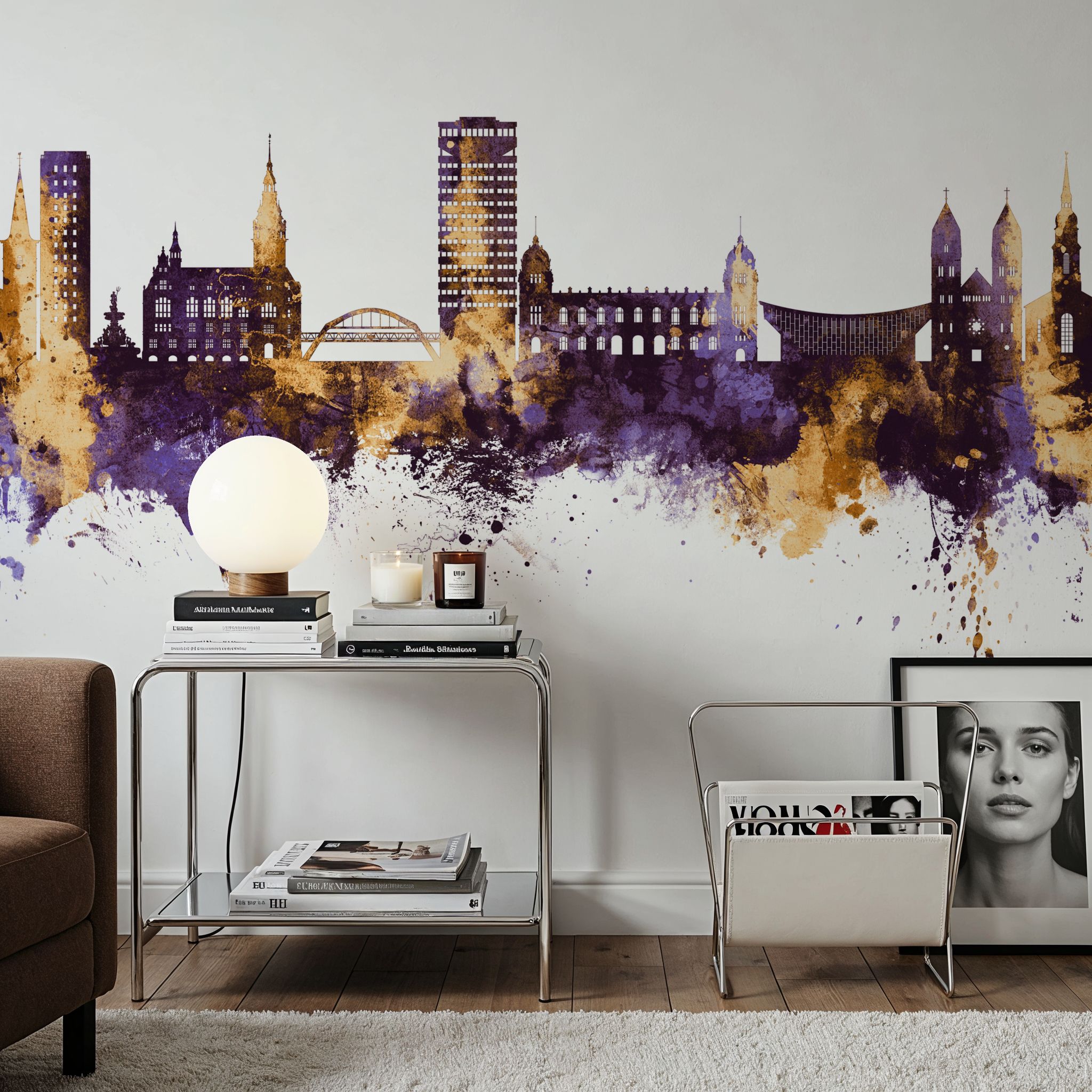 Wuppertal Germany Skyline Purple & Gold