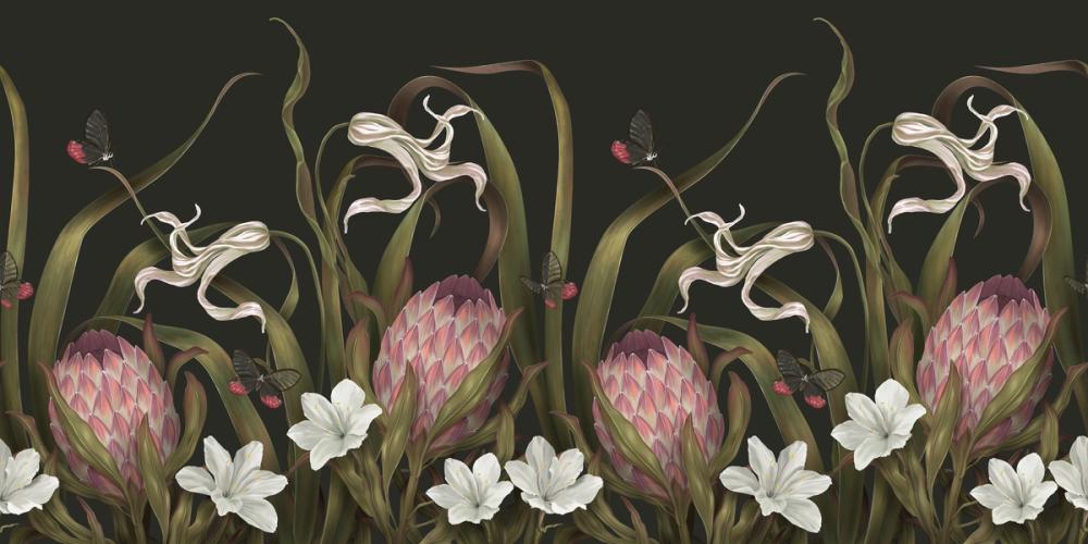 Protea Buds and Butterflies