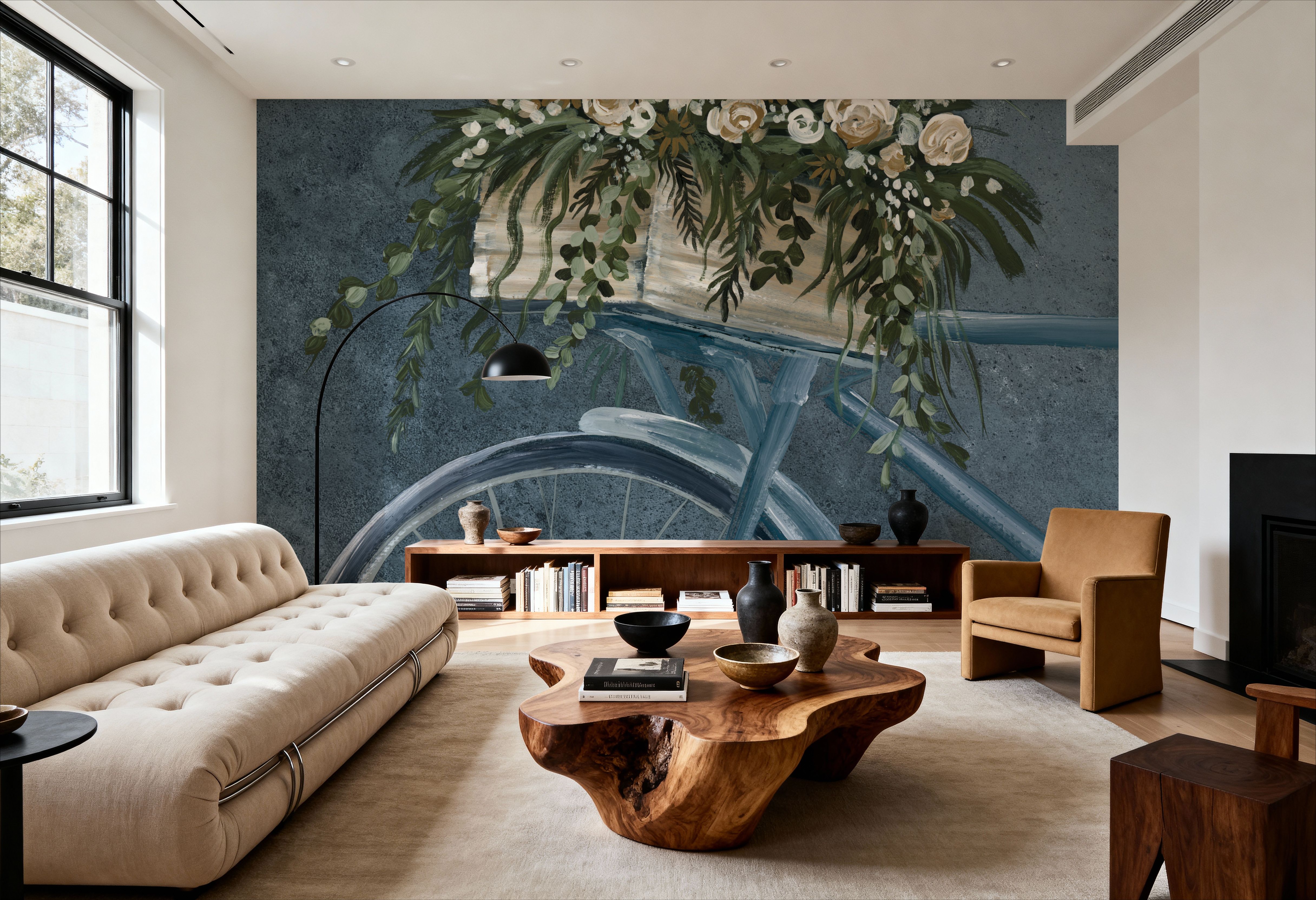 Vintage Bicycle with Florals Denim