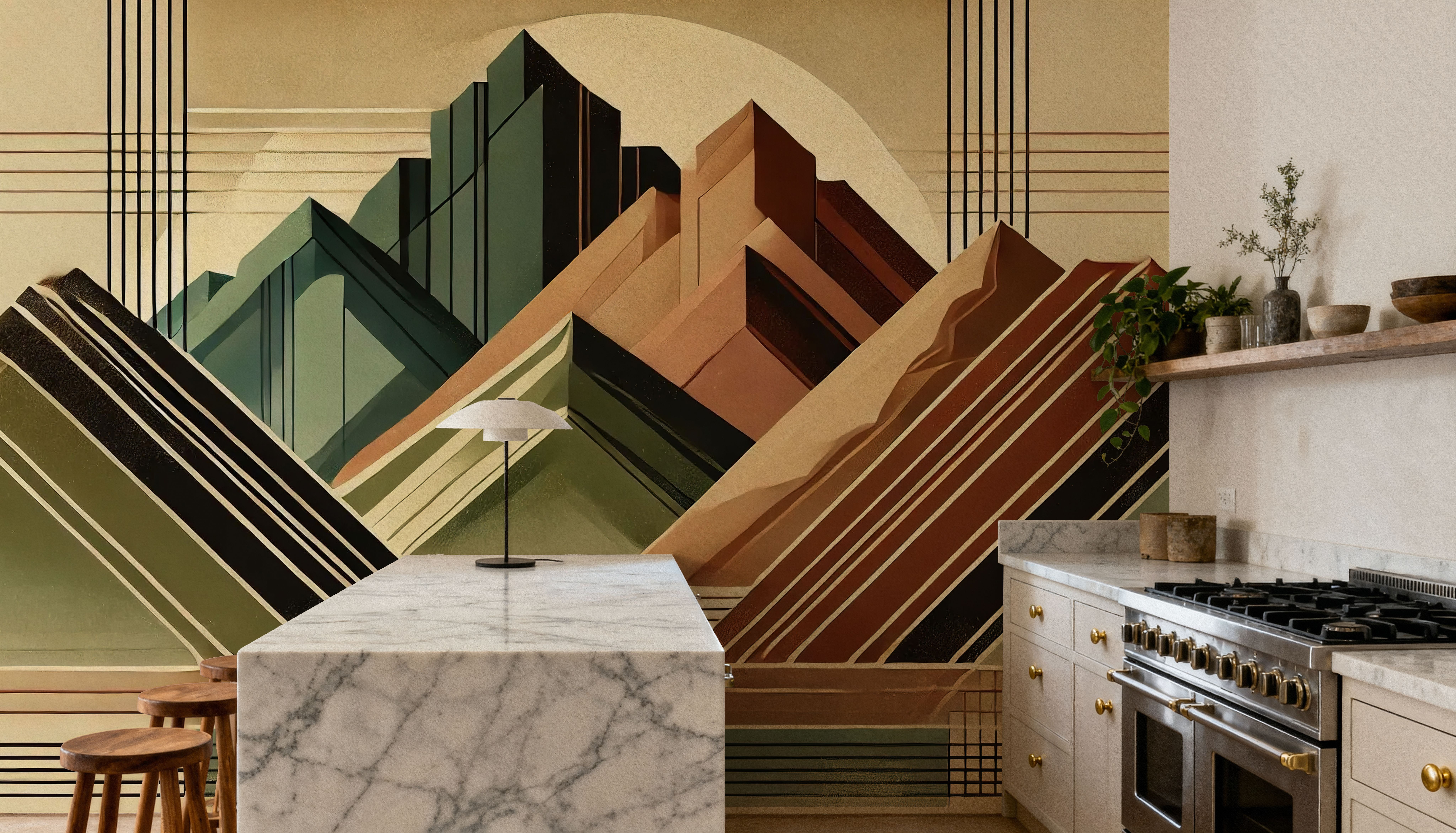 Elegant Art Deco Mountain Peaks