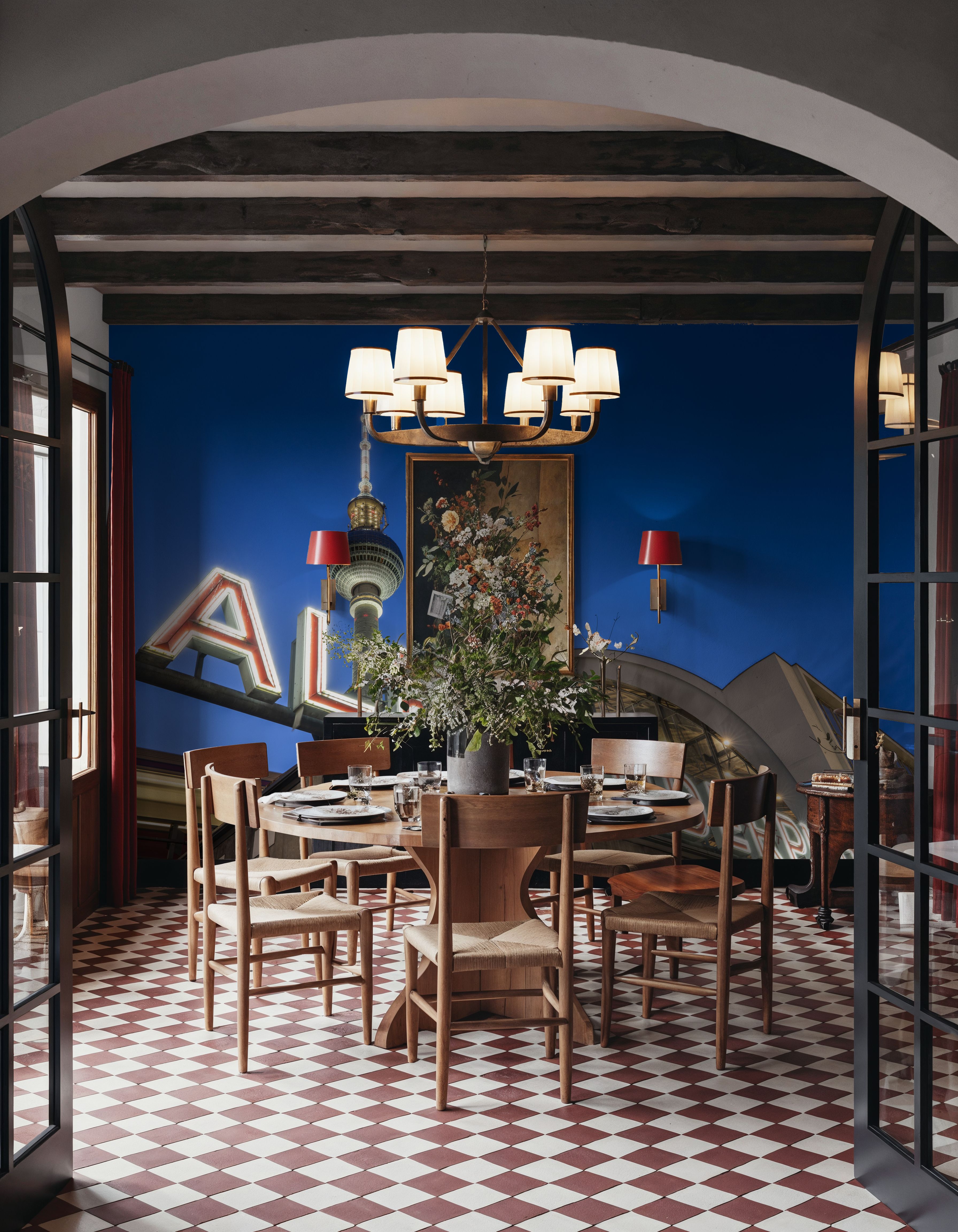 Wall Mural - Fernsehturm Berlin - Architecture Travel & Landmarks mural wallpaper - Blue - Dining Room - Wallism US