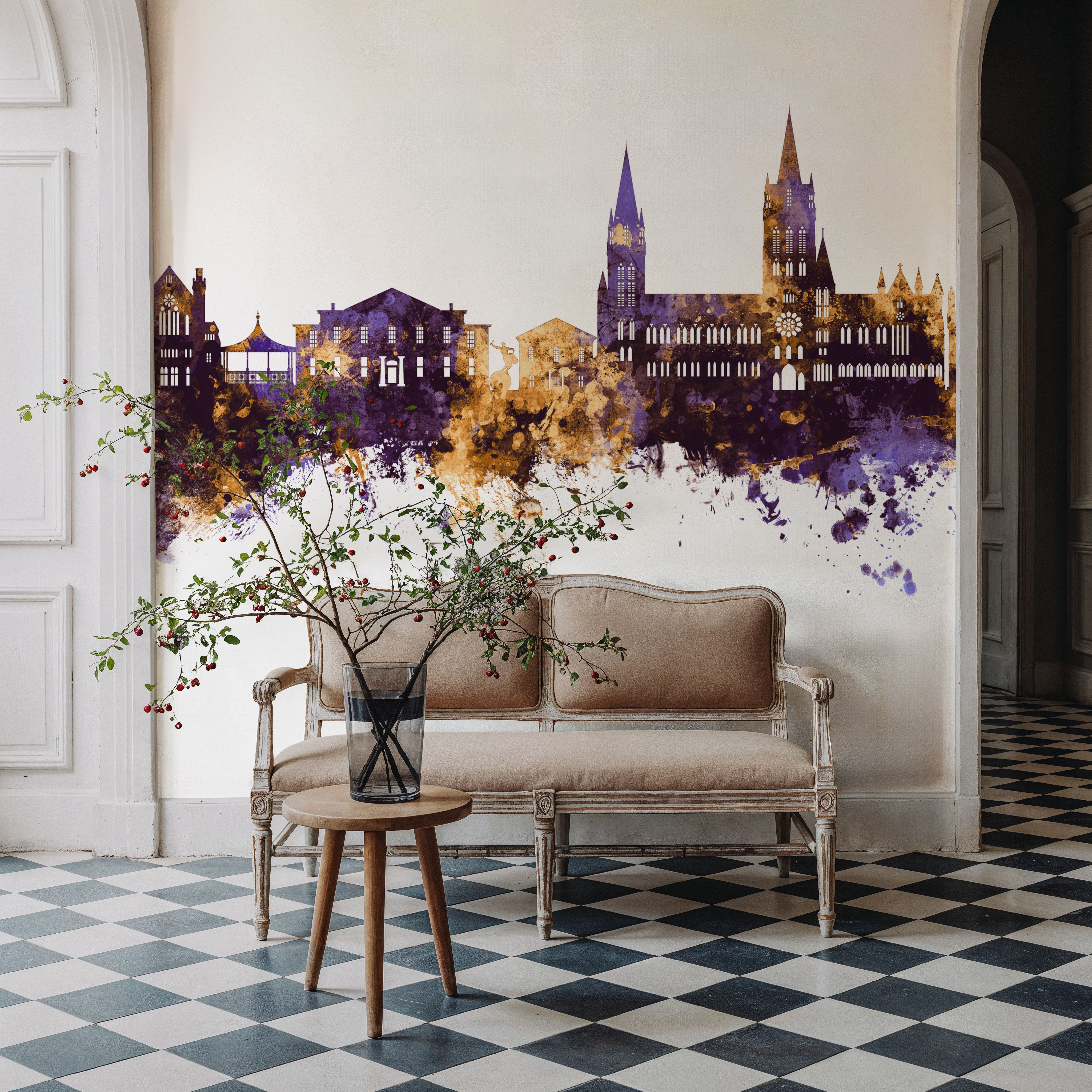 Truro England Skyline Purple & Gold