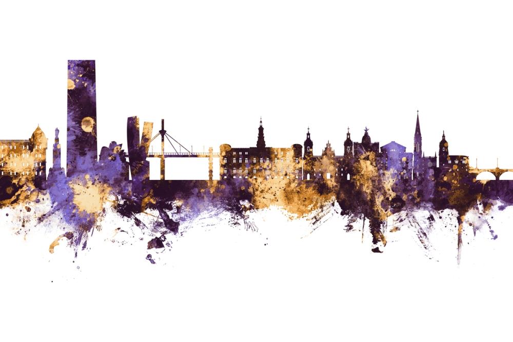 Bilbao Skyline Purple & Gold