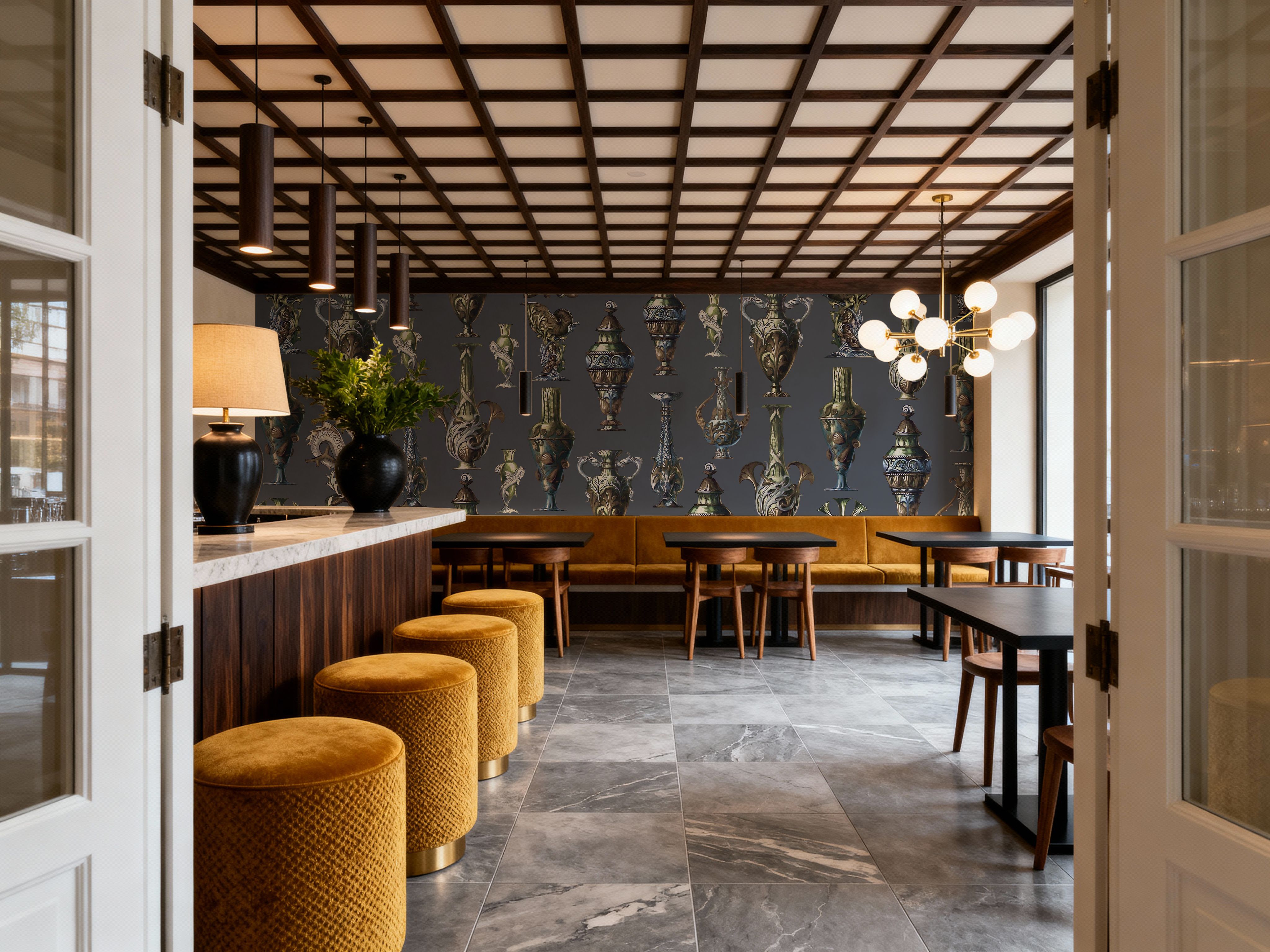 Art Deco Wall Dark, Papel de parede