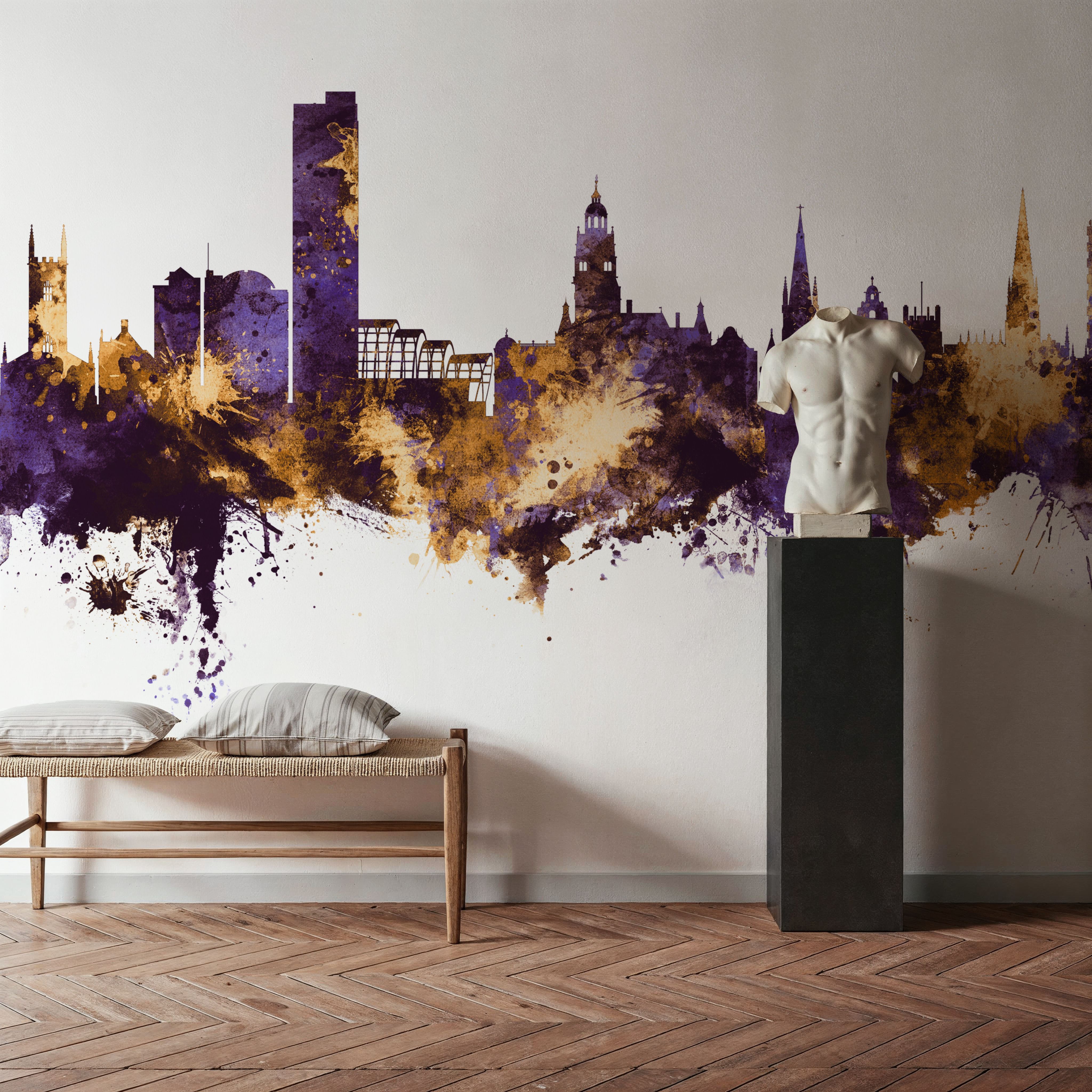 Sheffield England Skyline Purple & Gold