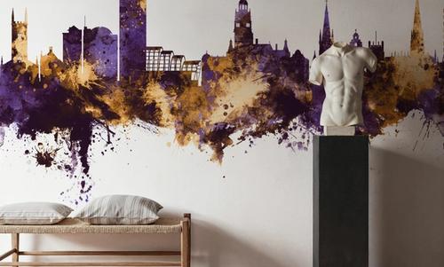 Sheffield England Skyline Purple & Gold