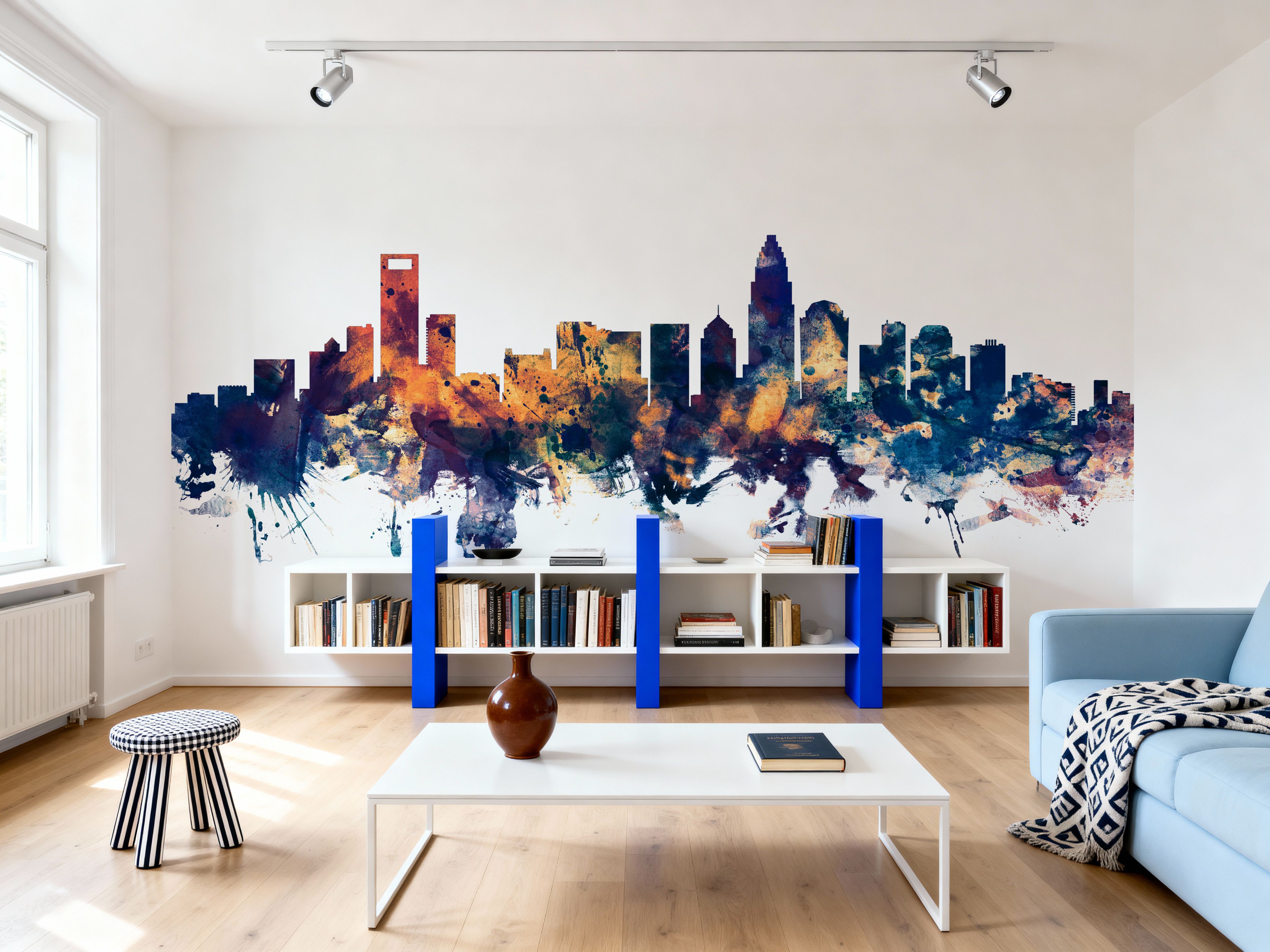 Charlotte North Carolina Skyline Blue & Bronze