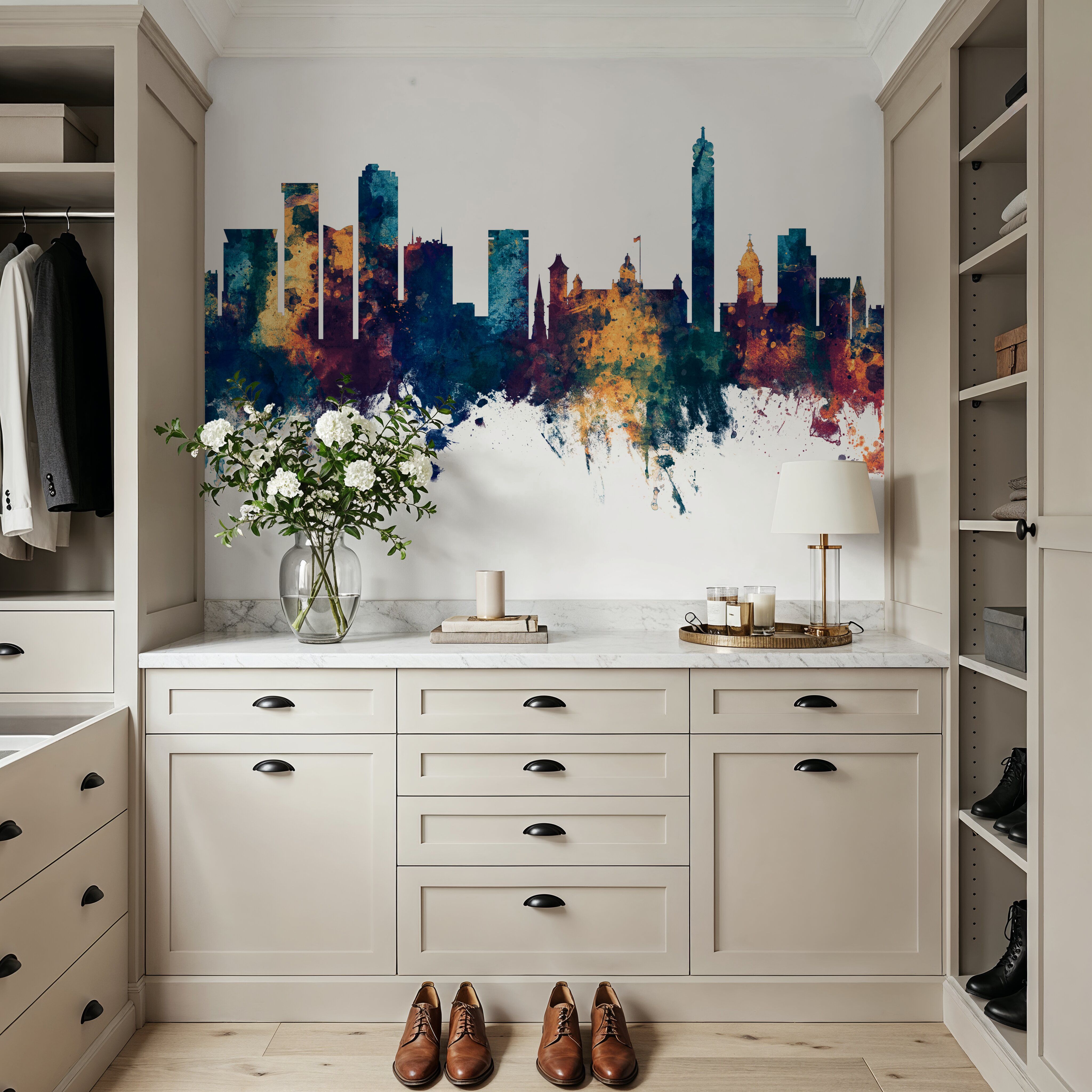 Birmingham England Skyline Blue & Bronze