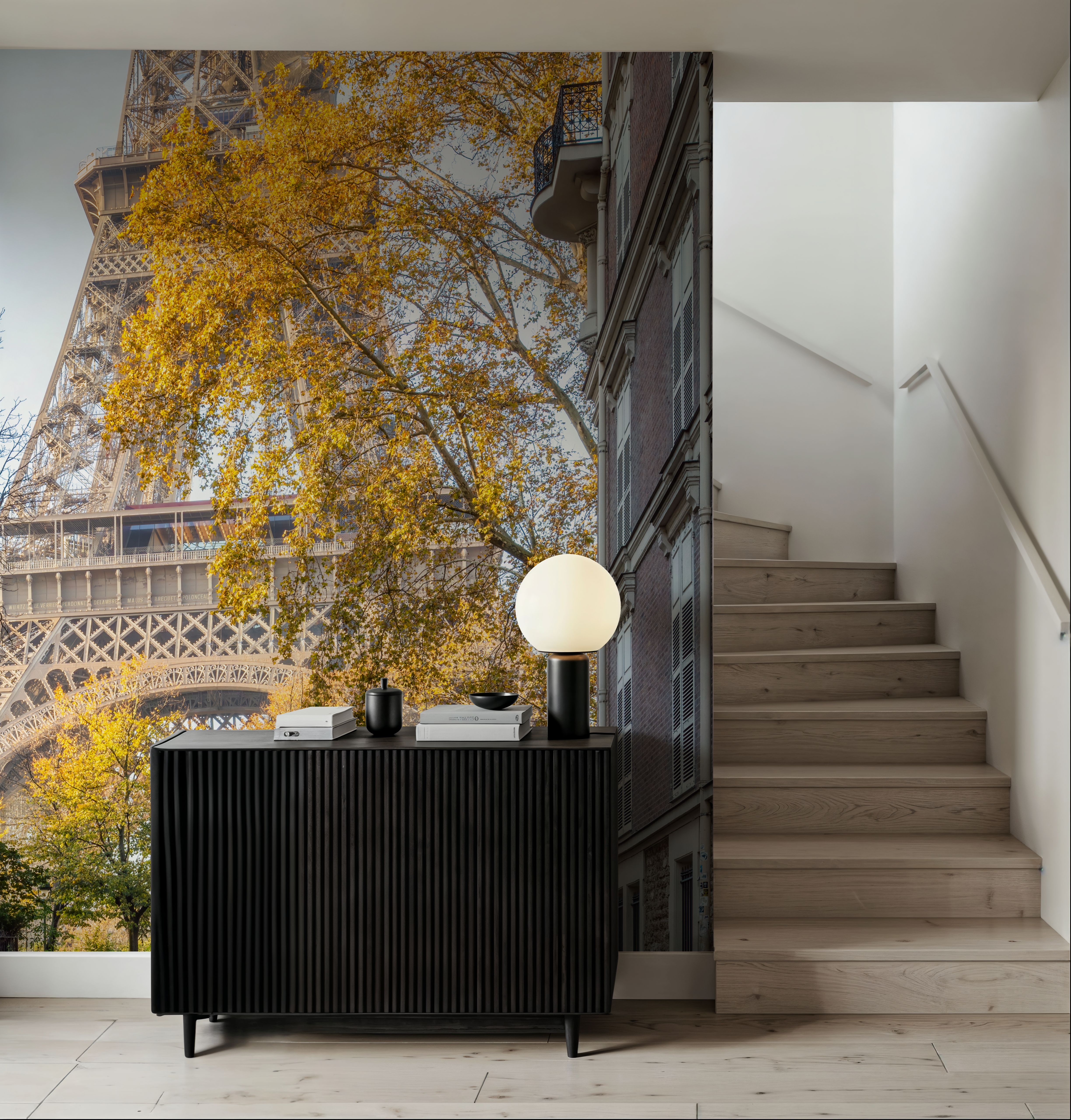 Wall Mural - Paris Walks - Architecture Travel & Landmarks mural wallpaper - Hallway staircases - Wallism US - Premium, Textured or Peel & Stick
